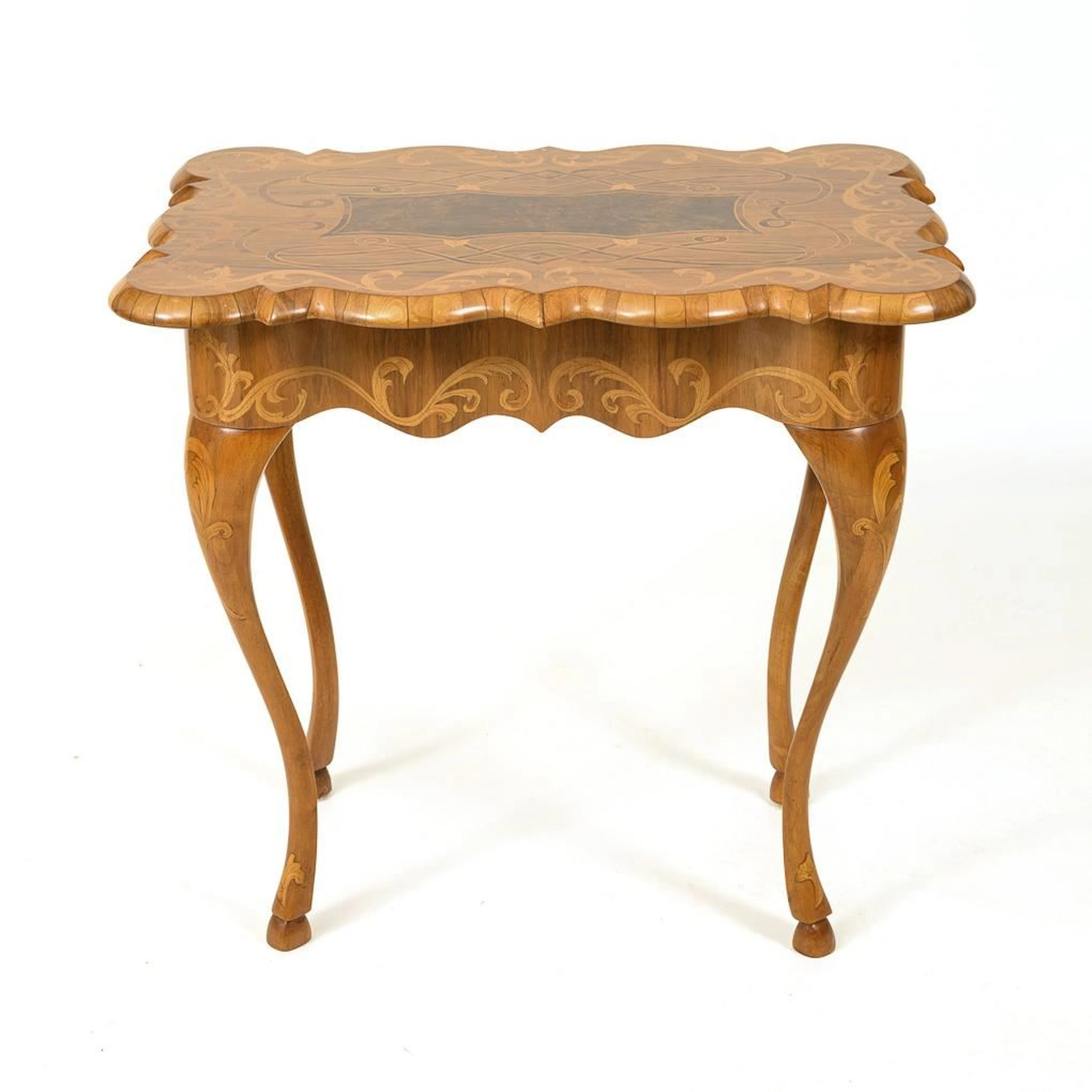 Baroque-style inlaid side table.