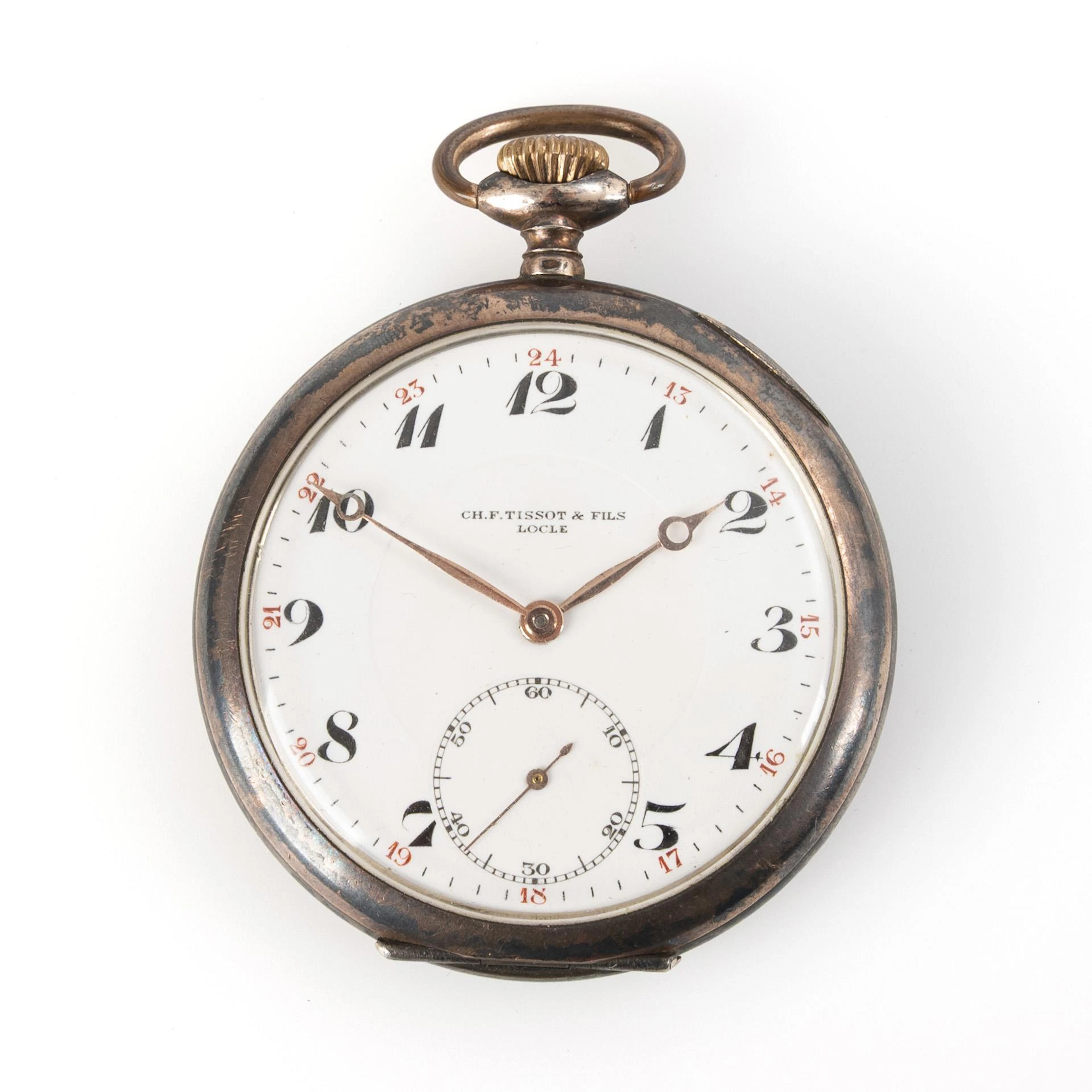 Silver Swiss pocket watch. Tissot, Locle.