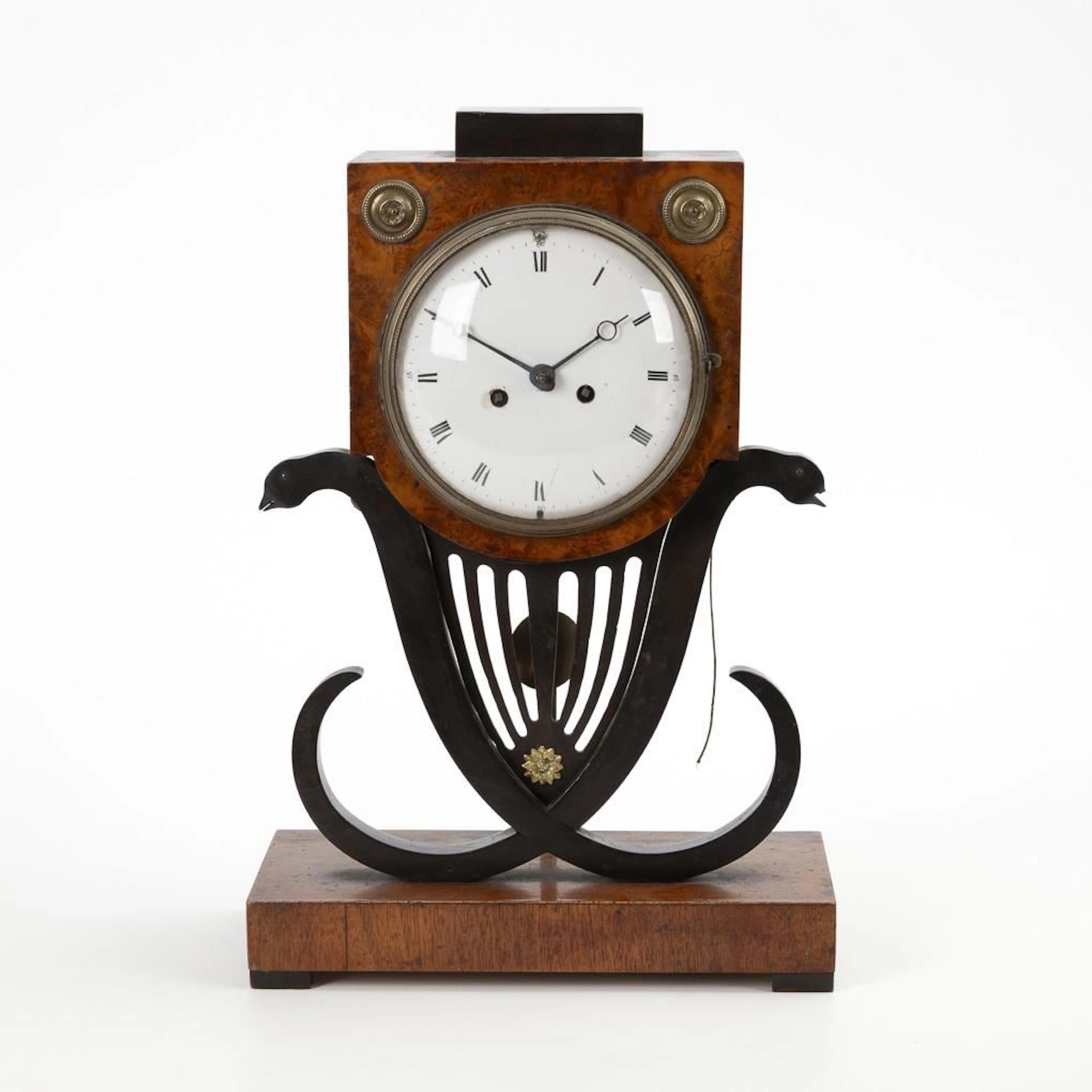 Empire-style mantle clock in need of restoration.