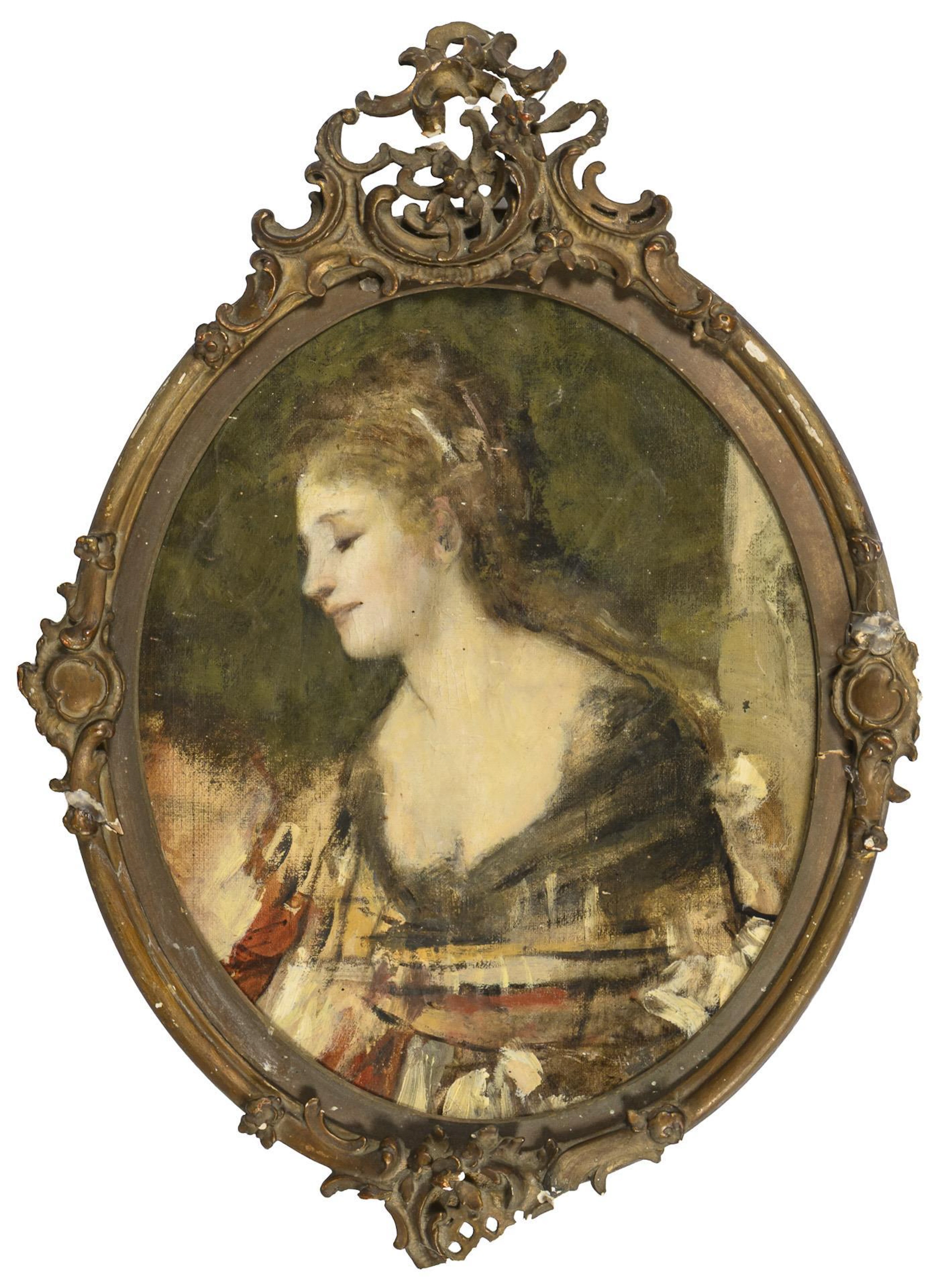 Woman study in a neo-rococo frame