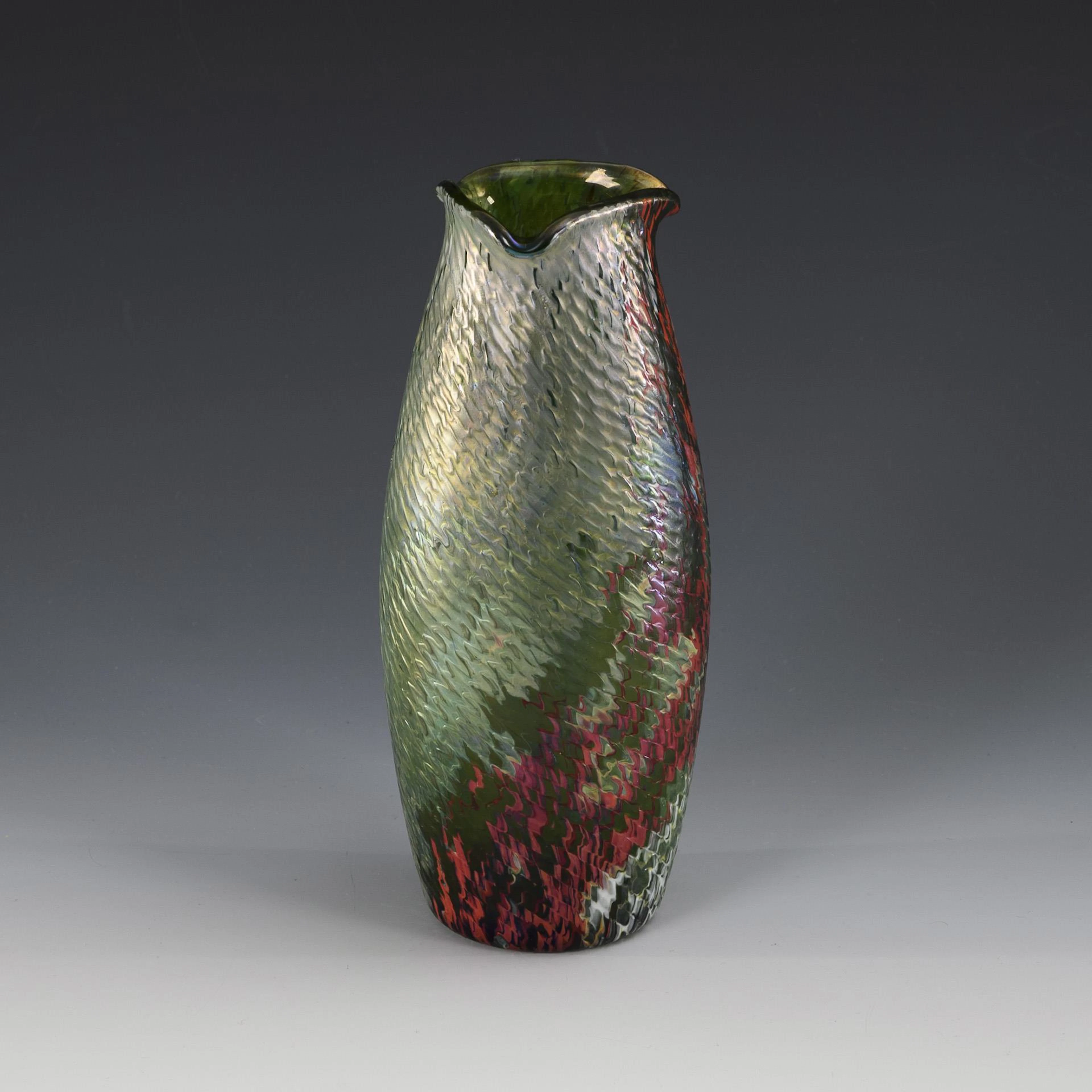 Art Nouveau vase with ribbed decoration. Kralik.