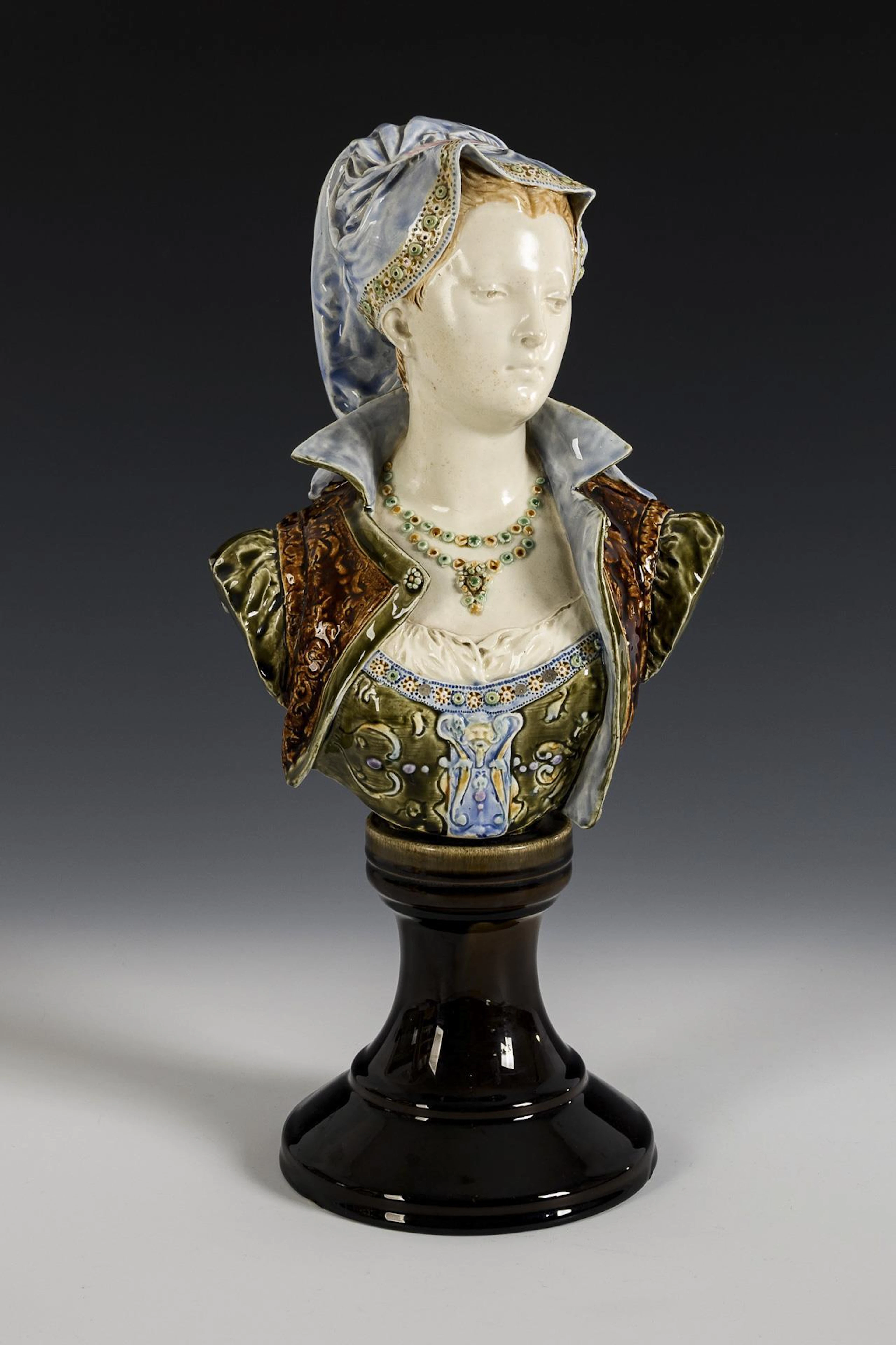Female bust in Renaissance dress by Louis-Robert Carrier-Belleuse.