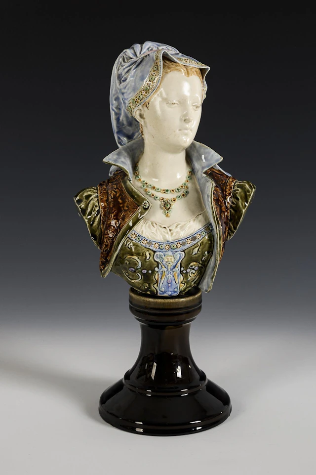 Female bust in Renaissance dress by Louis-Robert Carrier-Belleuse.