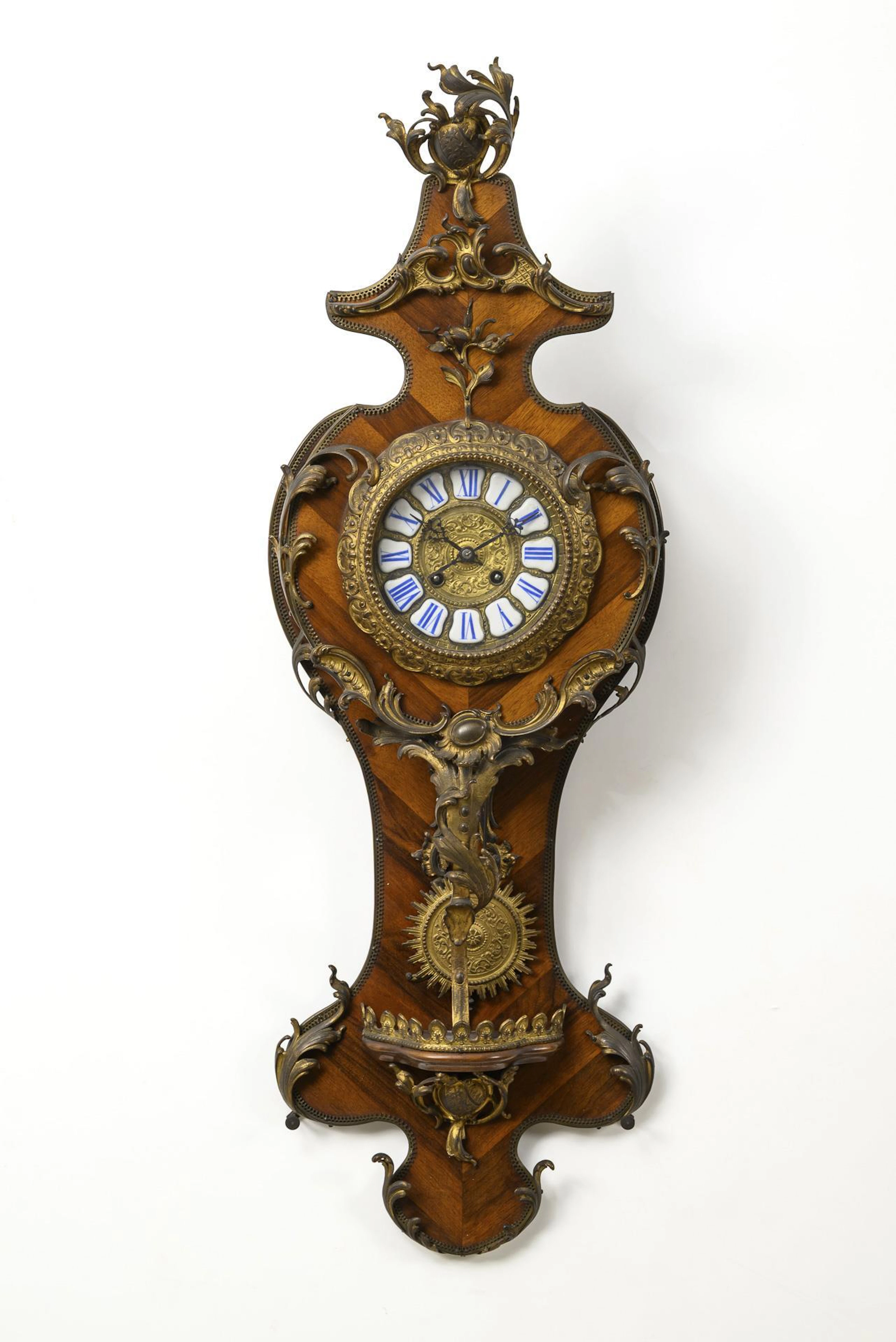 Extraordinary Gründerzeit style wall clock with bronze applications.