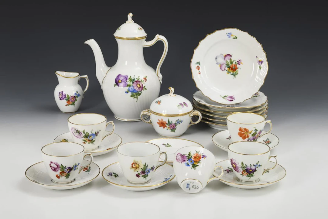 "Sächsische Blume" Coffee Set. Royal Copenhagen.