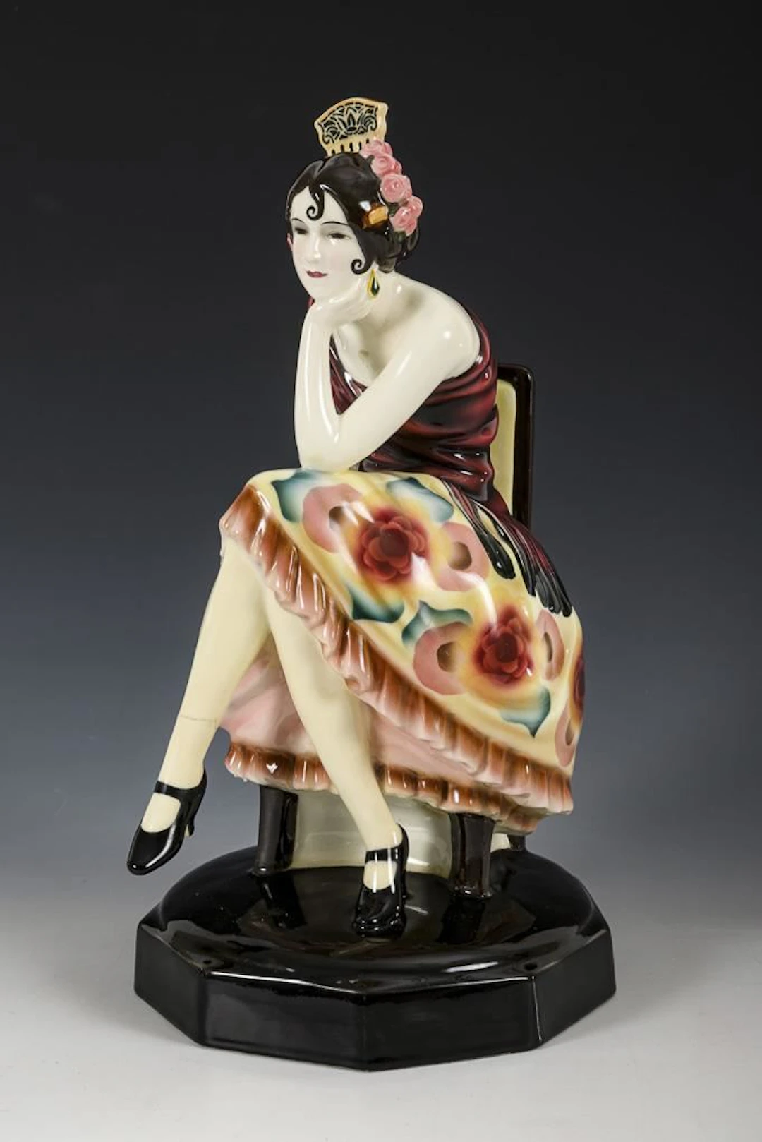 Seated Spanish Dancer. Vienna-based manufacturer Friedrich Goldscheider.