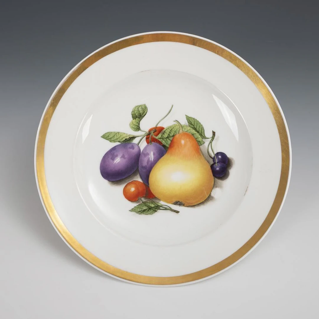 Biedermeier plate with fruit design. KPM Berlin.