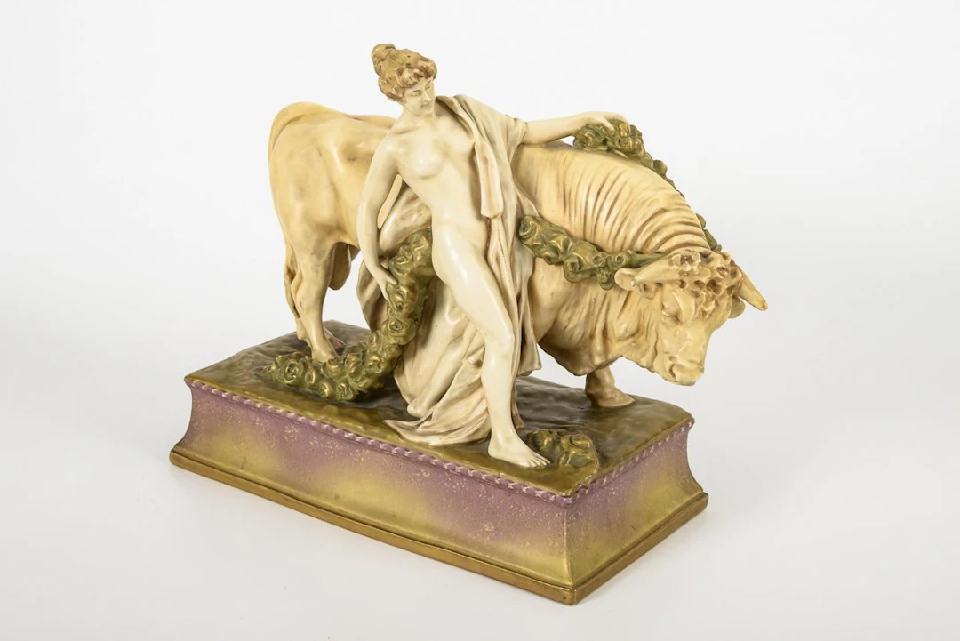"Europa with the Bull" sculpture group. Amphora-Werke, Turn-Teplitz.