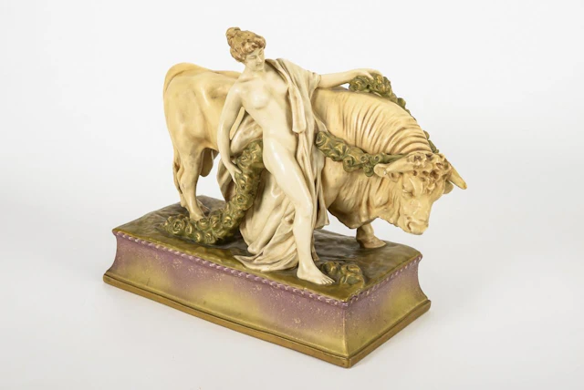 "Europa with the Bull" sculpture group. Amphora-Werke, Turn-Teplitz.