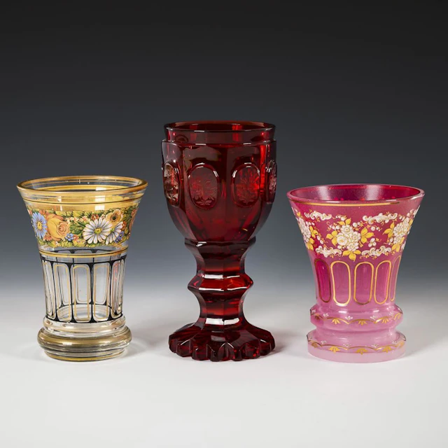 2 Biedermeier mugs and 1 goblet.