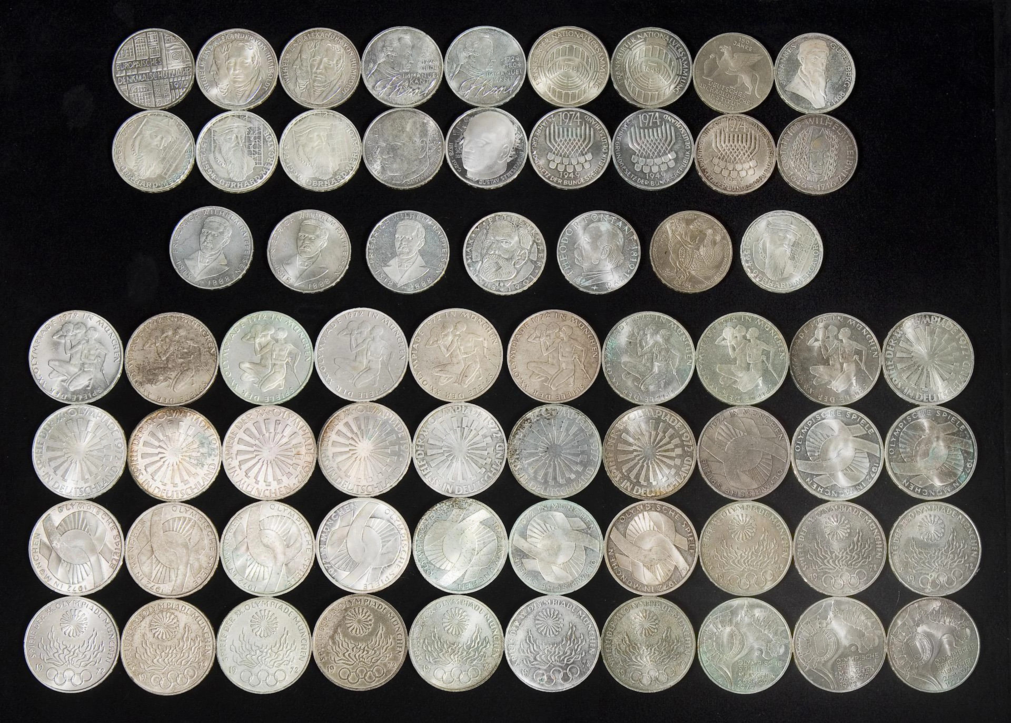 65 silver coins.
