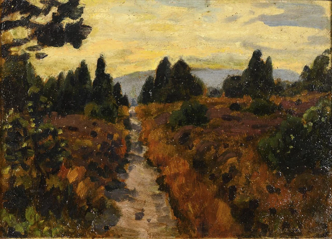 Indistinctly signed: Evening Heath Landscape
