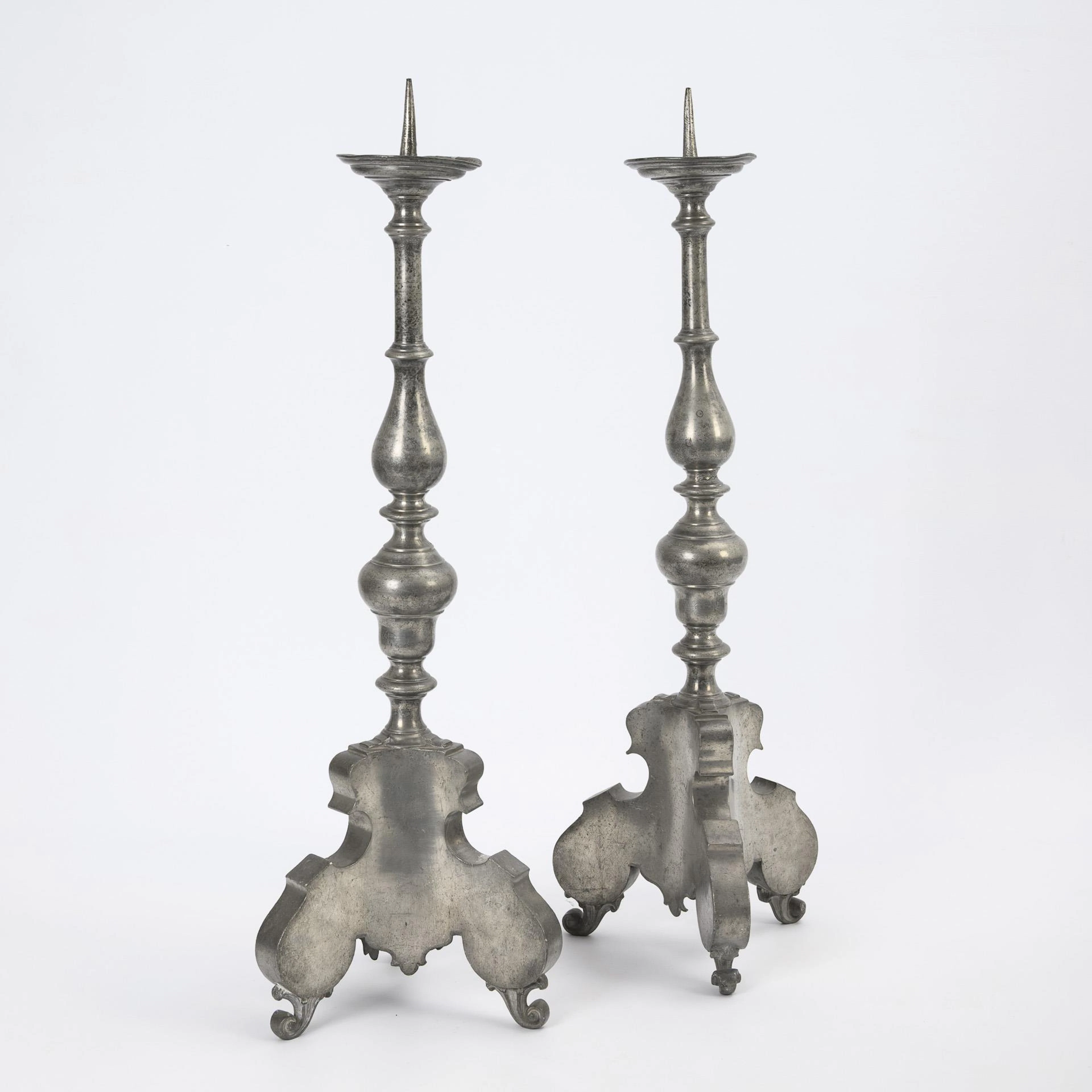 Two large altar candlesticks. Frantz Caspar Schmidt the Elder