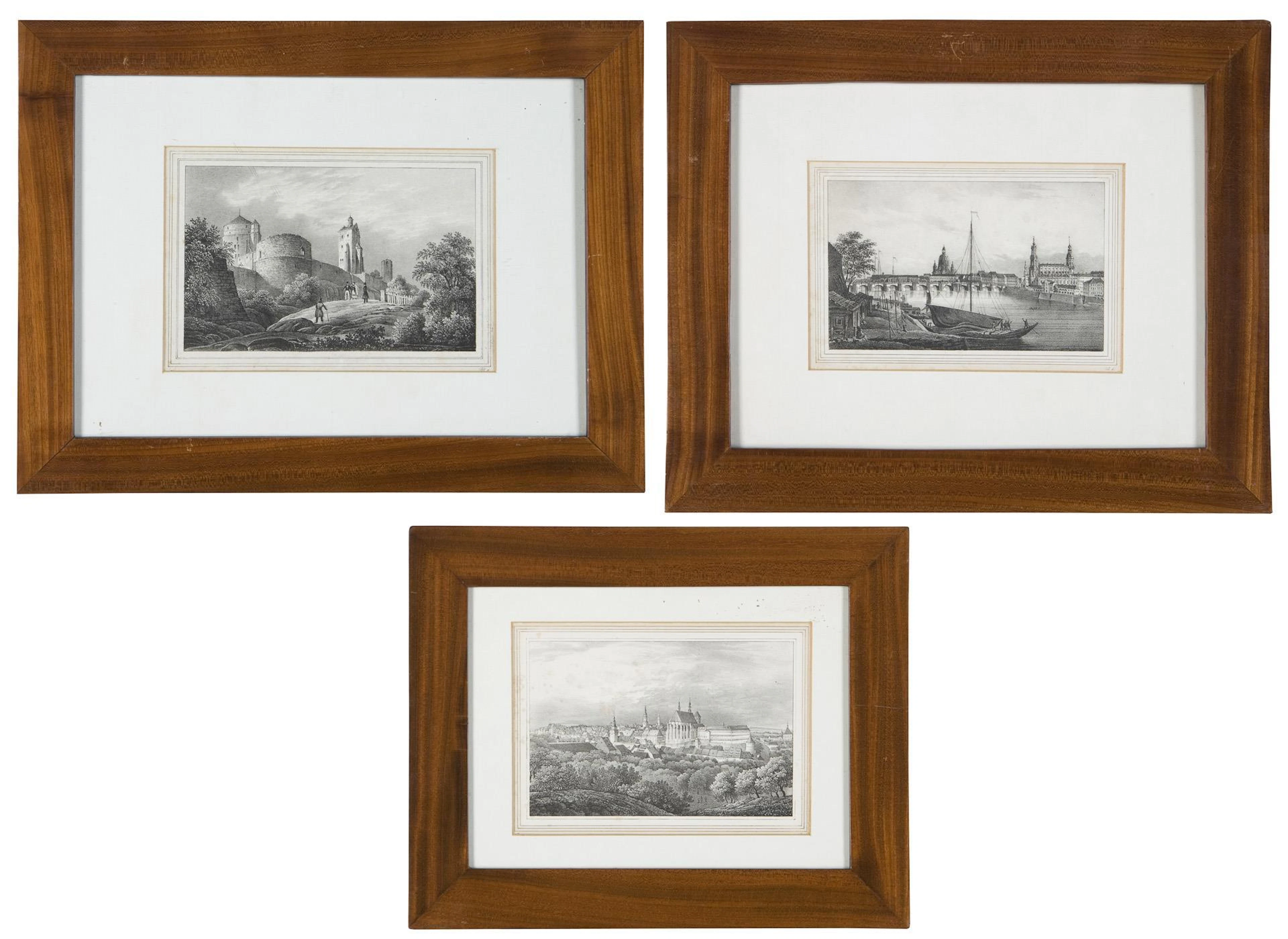 3 historical city views in a Biedermeier frame