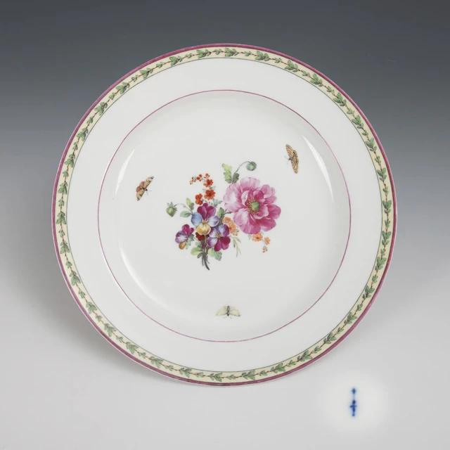 Empire-style plate with floral and insect motifs. KPM Berlin.
