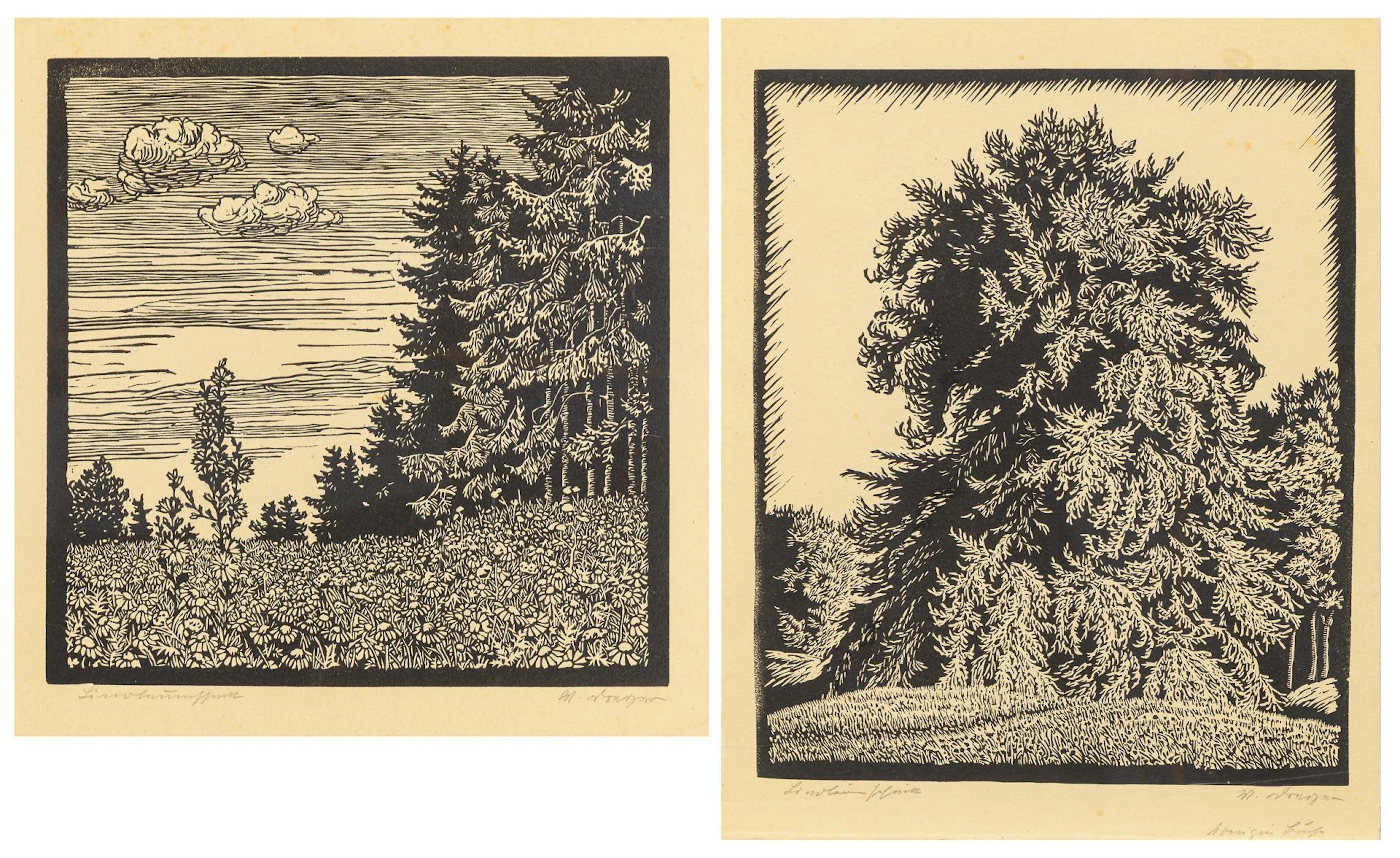 DREGER, M (?), DREGER, M (?), DREGER, M (?), Two Art Nouveau landscapes