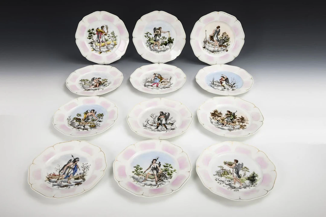 12 Zodiac Plates. Haviland.