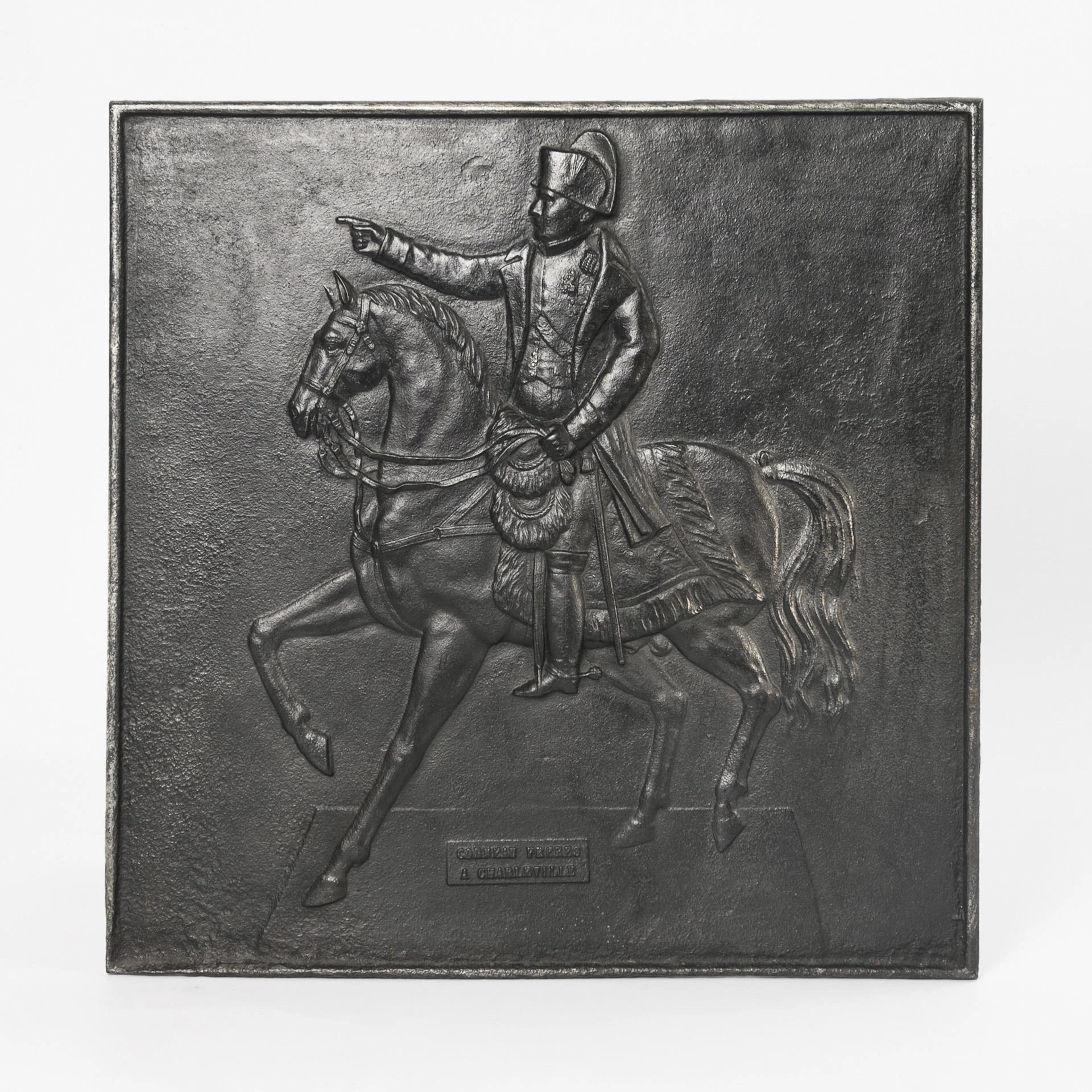 Cast iron relief: Napoleon on horseback.