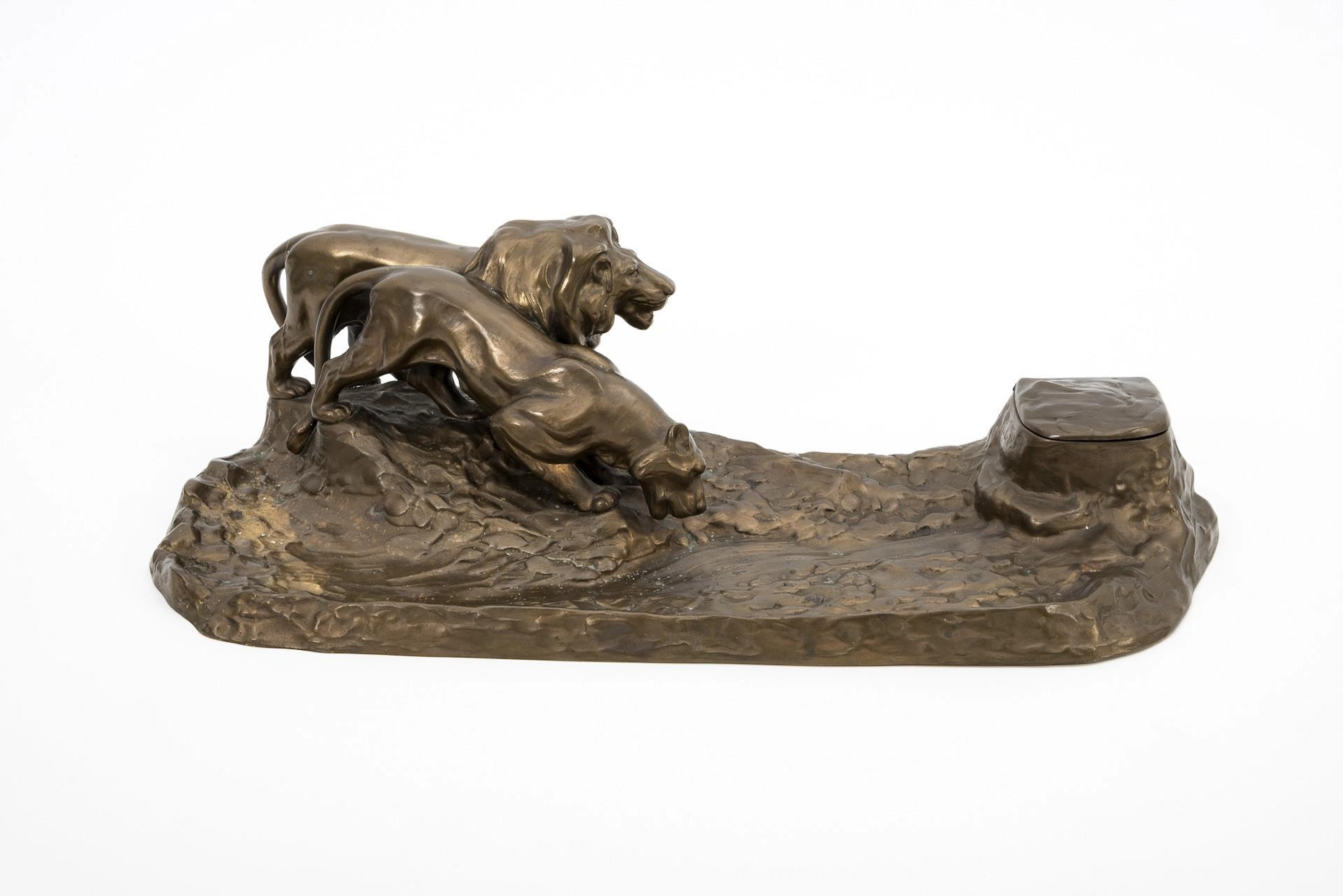 GORNIK, F, GORNIK, F, GORNIK, F, Art Nouveau writing instrument with lion group