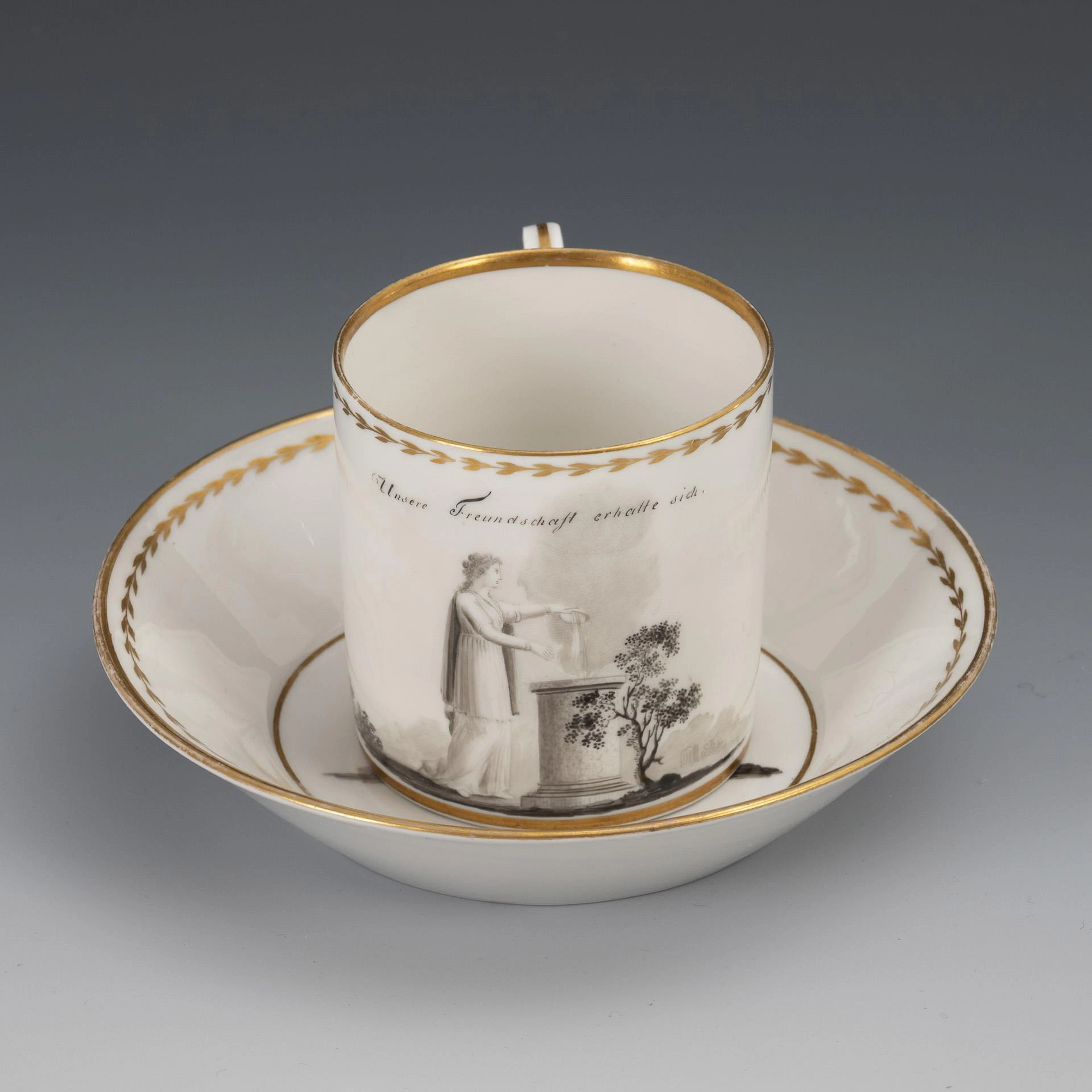 Empire friendship mug with grisaille painting. Gotha.