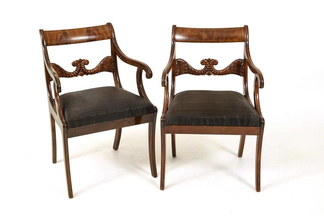 2 Biedermeier armchairs.