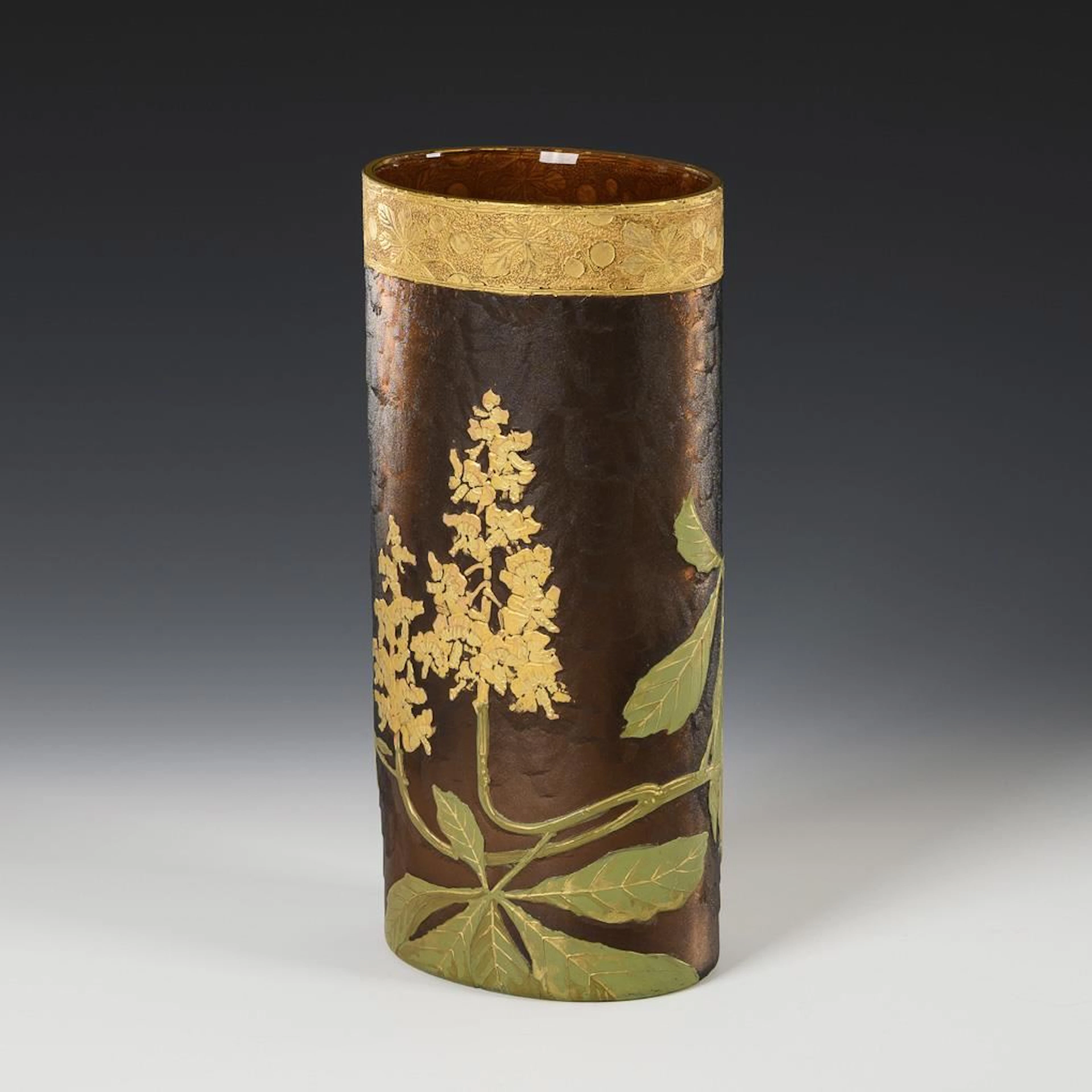 Vase with chestnut blossoms. Legras & Cie.