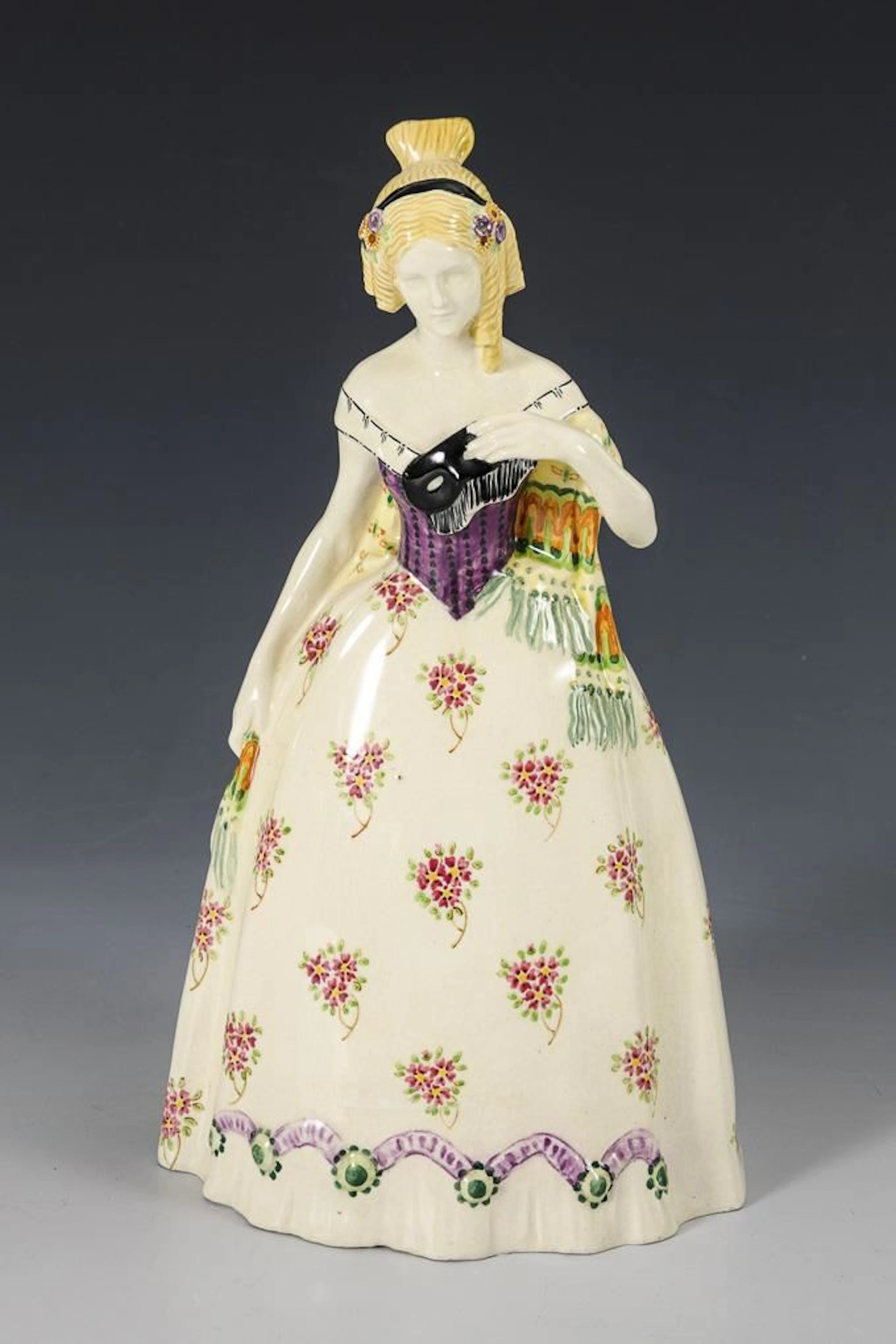 Biedermeier lady with a carnival mask. Vienna Art Ceramics Workshop