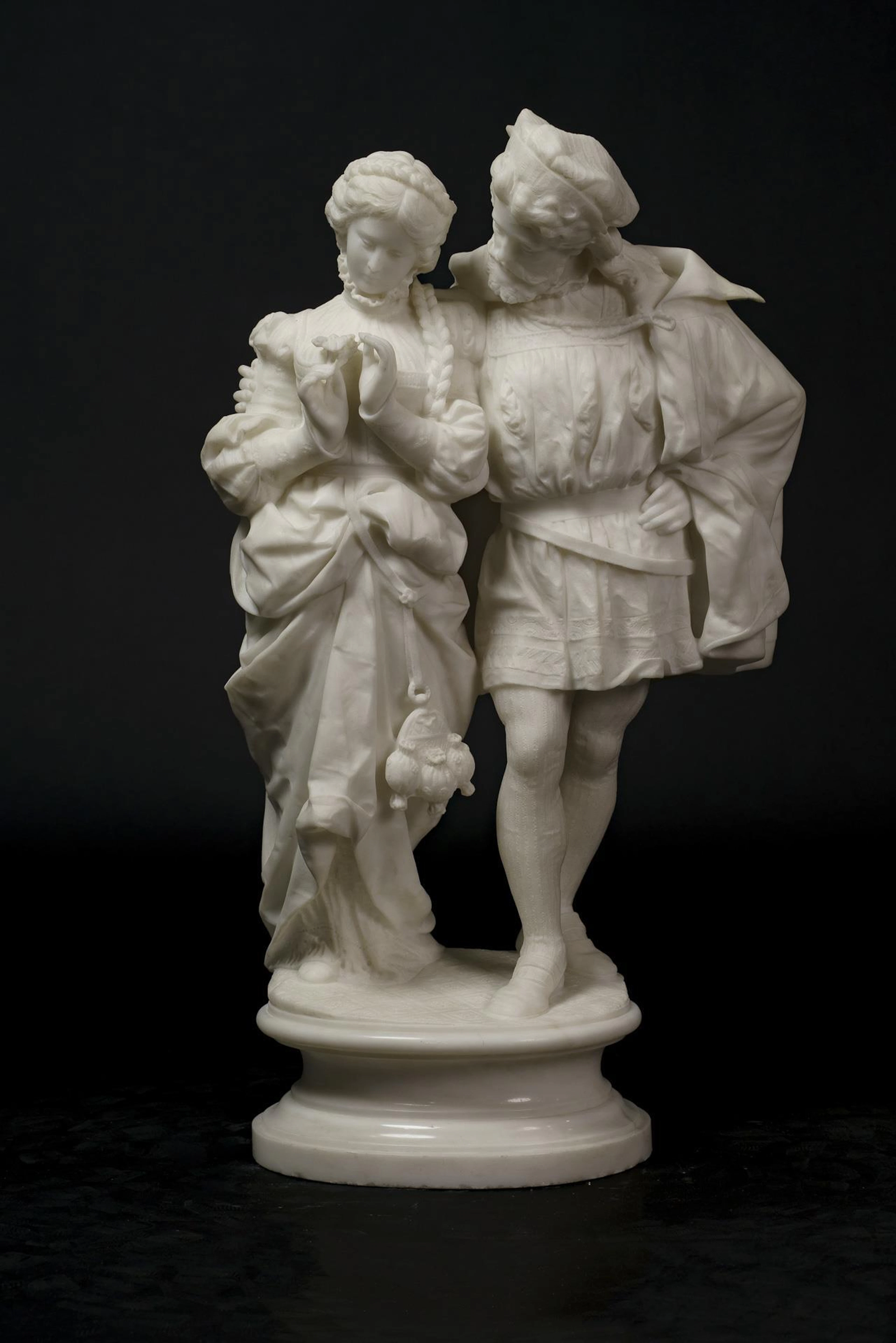 PALLA, F, PALLA, F, PALLA, F, Large marble group of a striding couple