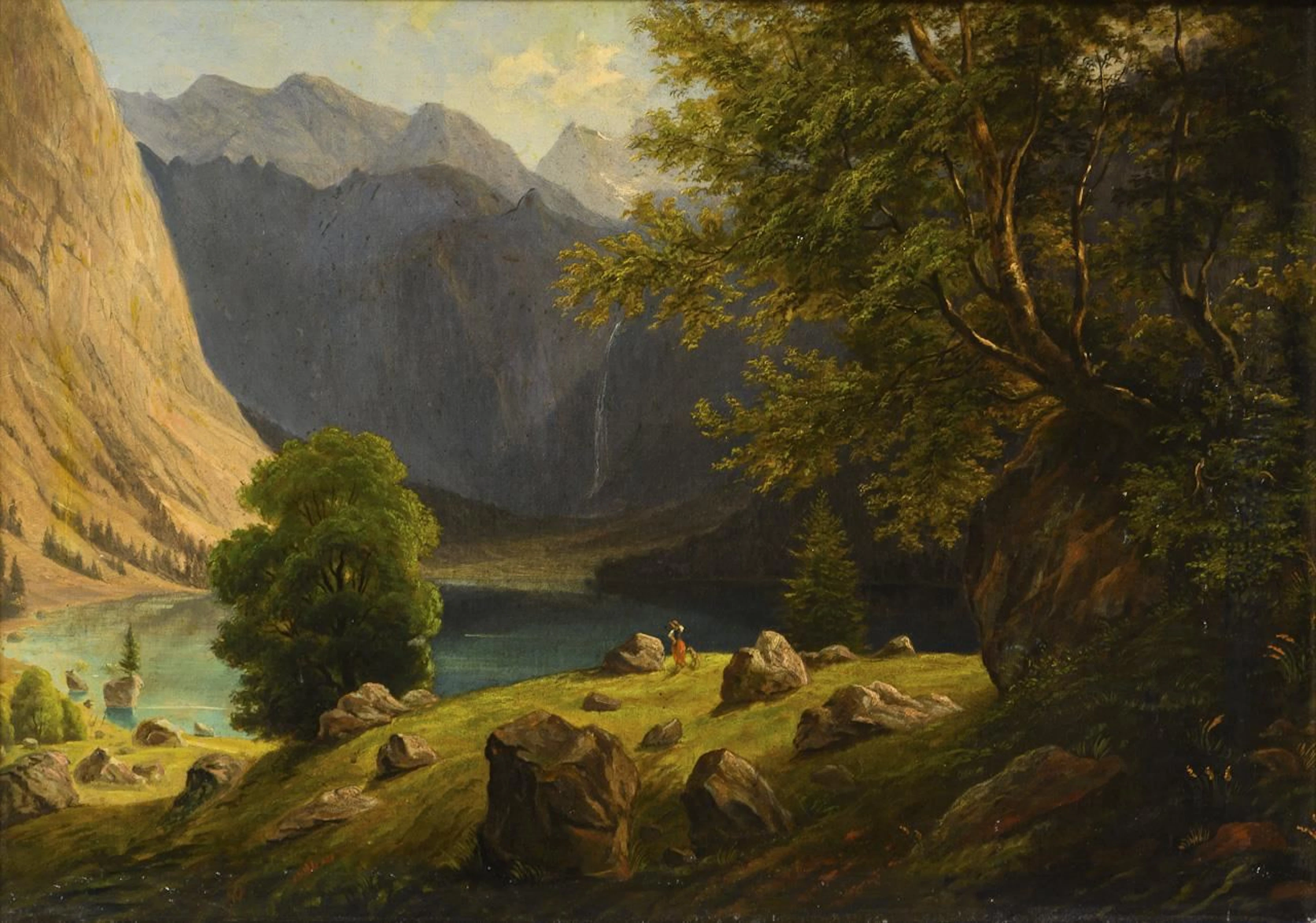 Romantic artist: Atmospheric mountain landscape with figurative elements