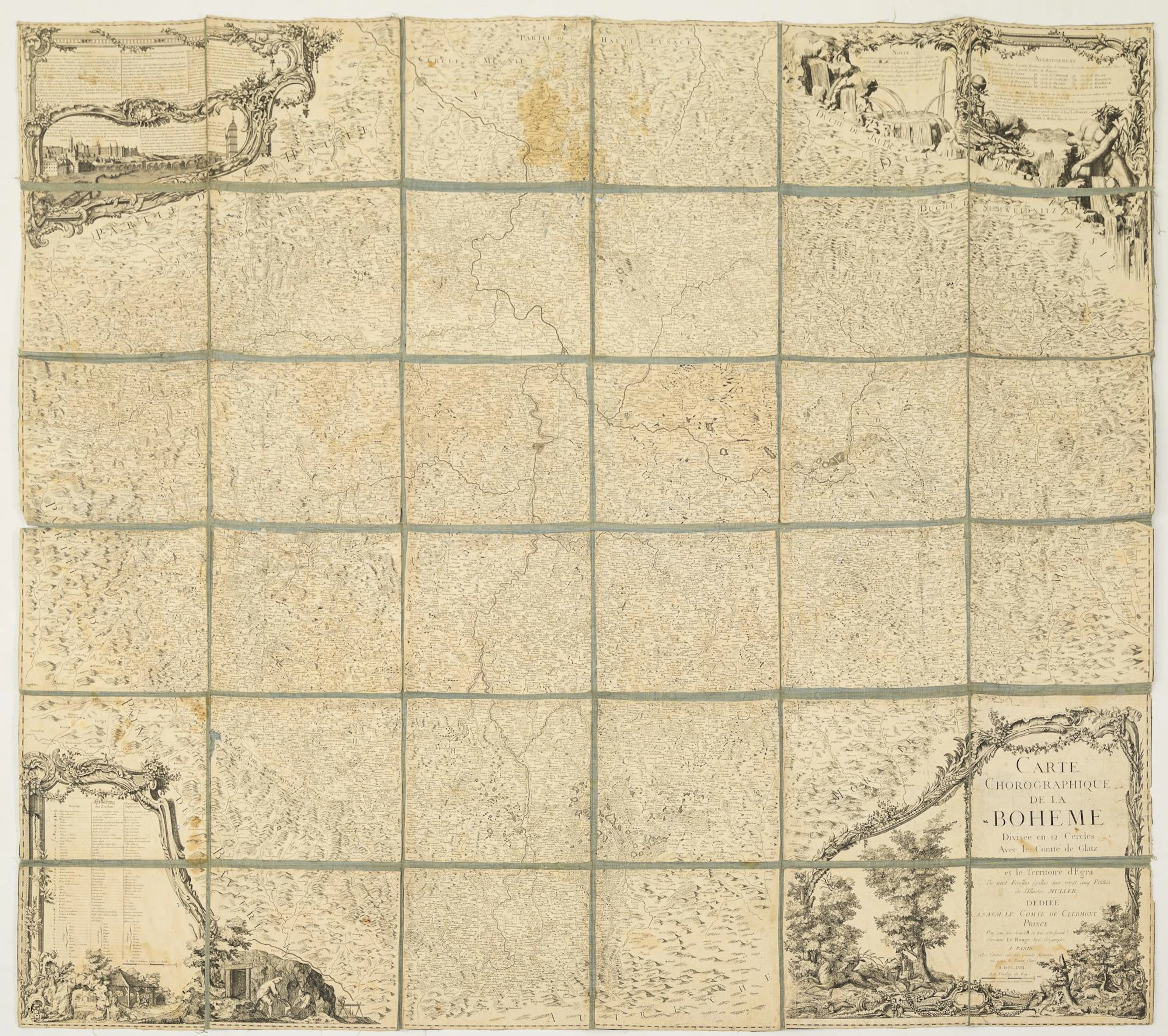 Exceptionally large map "Charte Corographique de la Boheme"