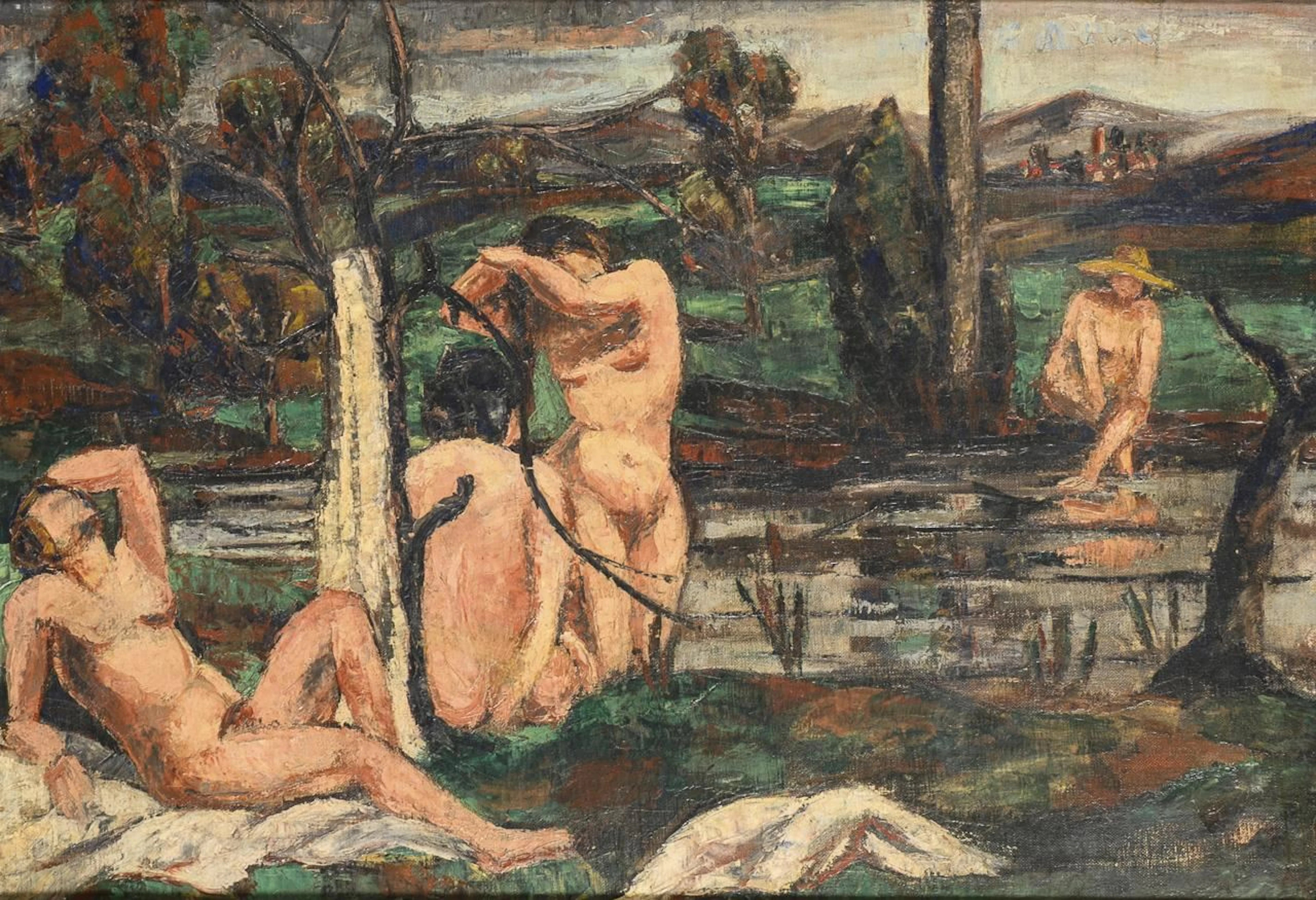 Anonymous: Bathers on the Shore of a Pond