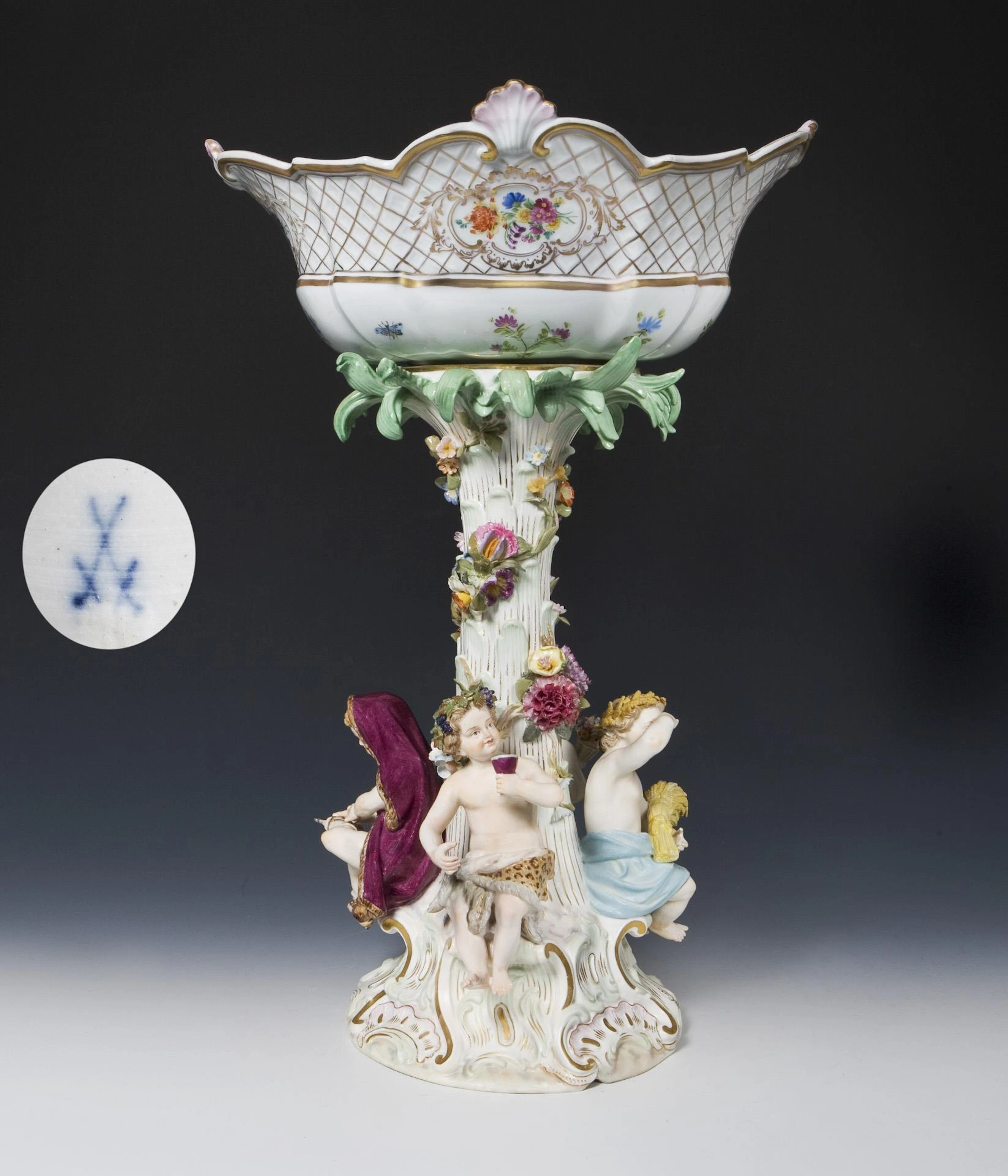 Large centerpiece: Allegory-The four seasons. Meissen.