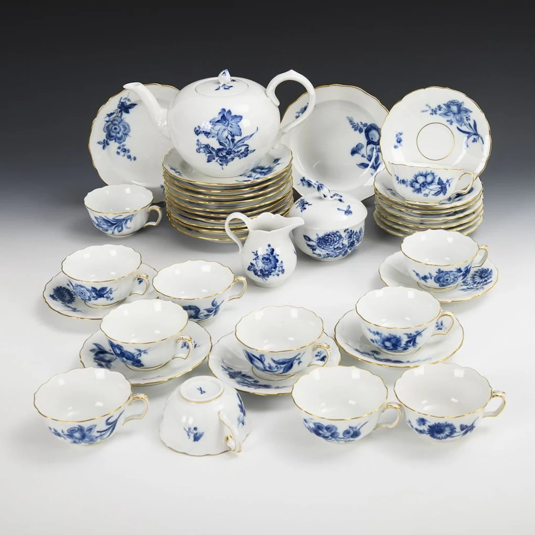 "Blue Flower" Tea Set. Meissen.