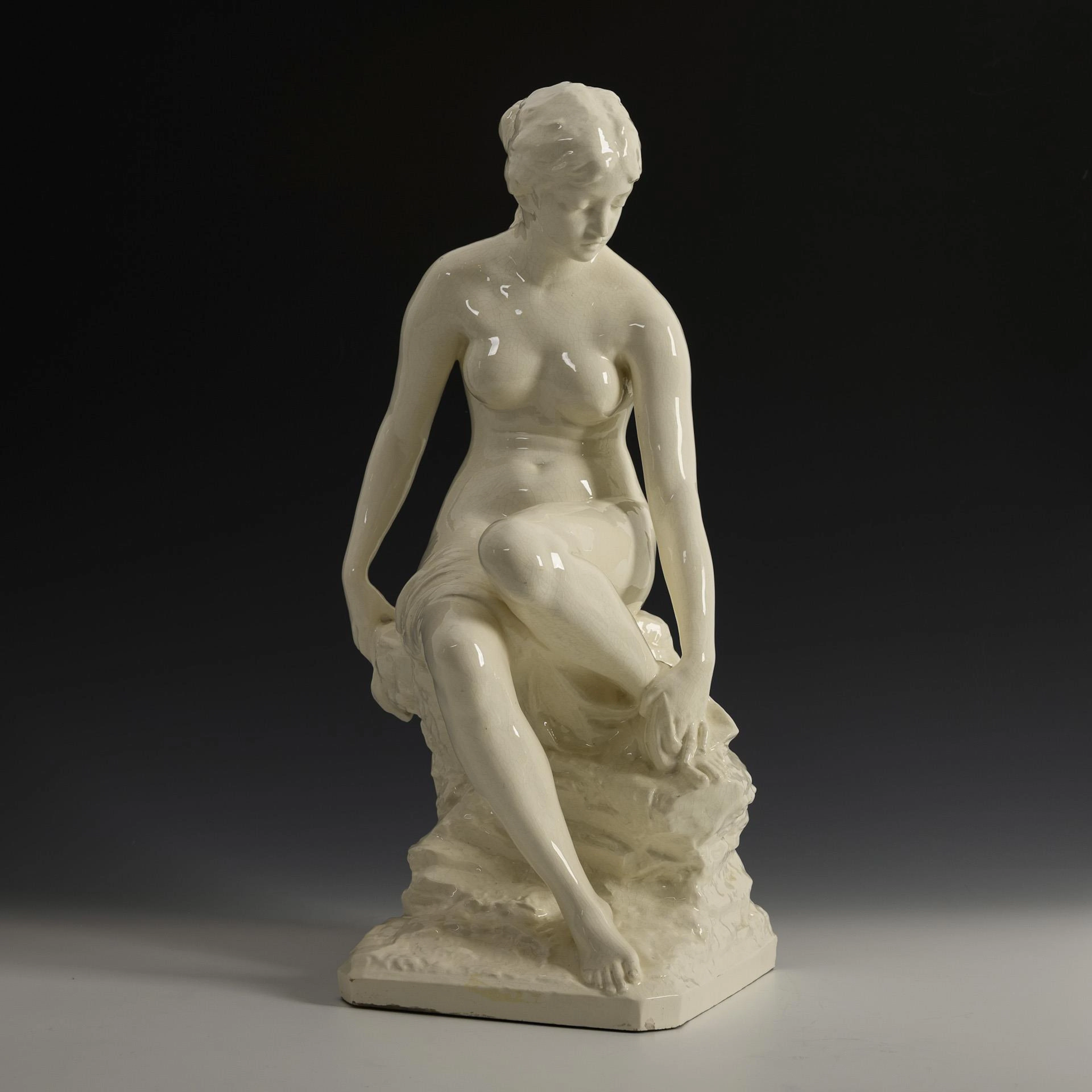 Large Art Nouveau figure "Bather". Royal Dux.