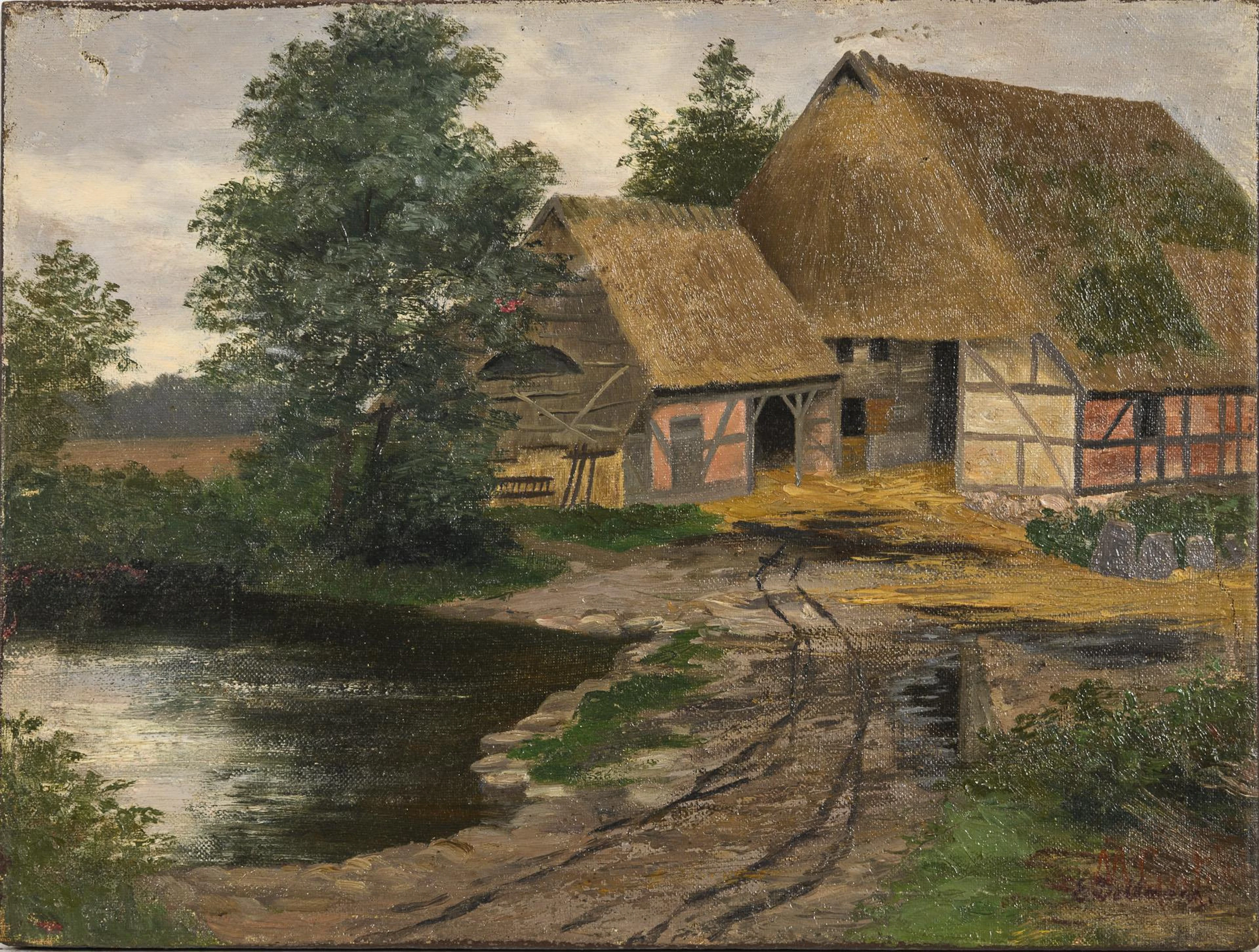 DETTMANN, E. DETTMANN, E. DETTMANN, E. Red-roofed farm