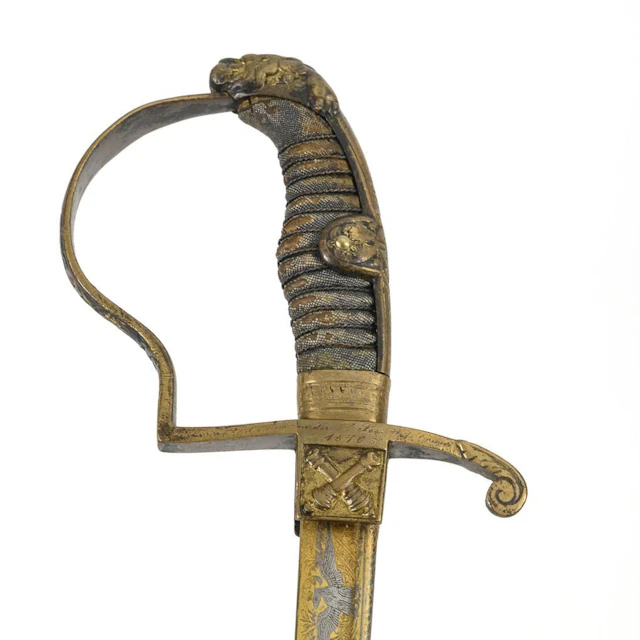 Lion's-head saber for artillery officers, with scabbard.