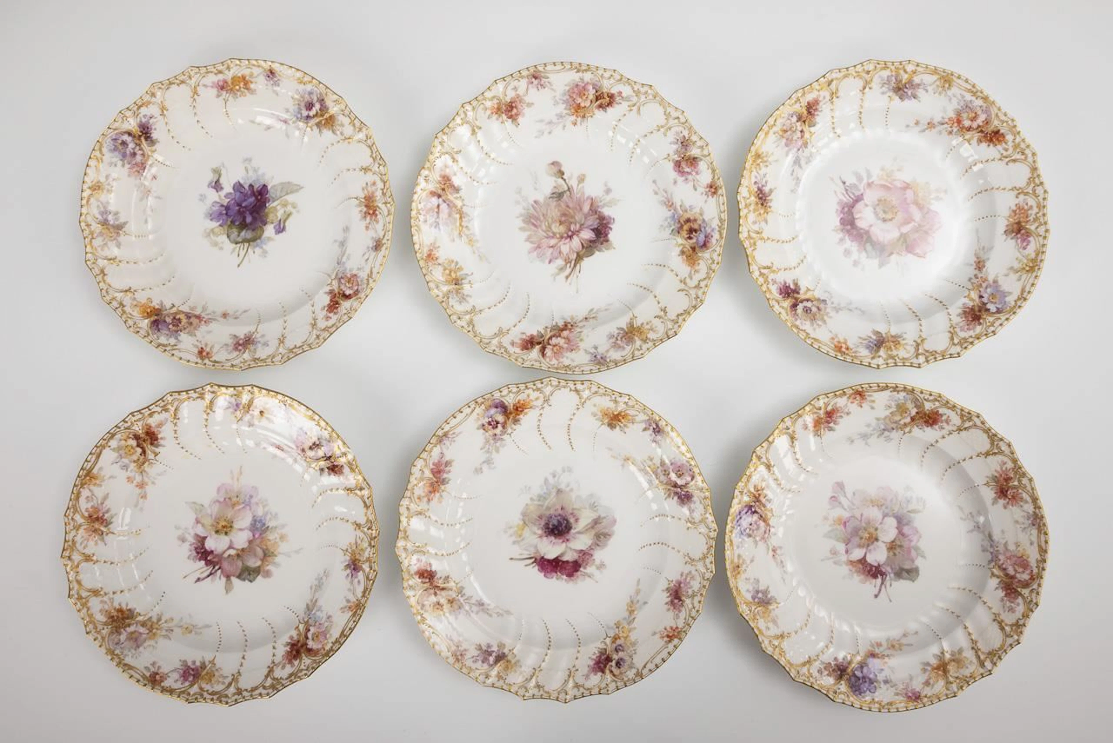 6 plates with soft-painting. KPM Berlin.