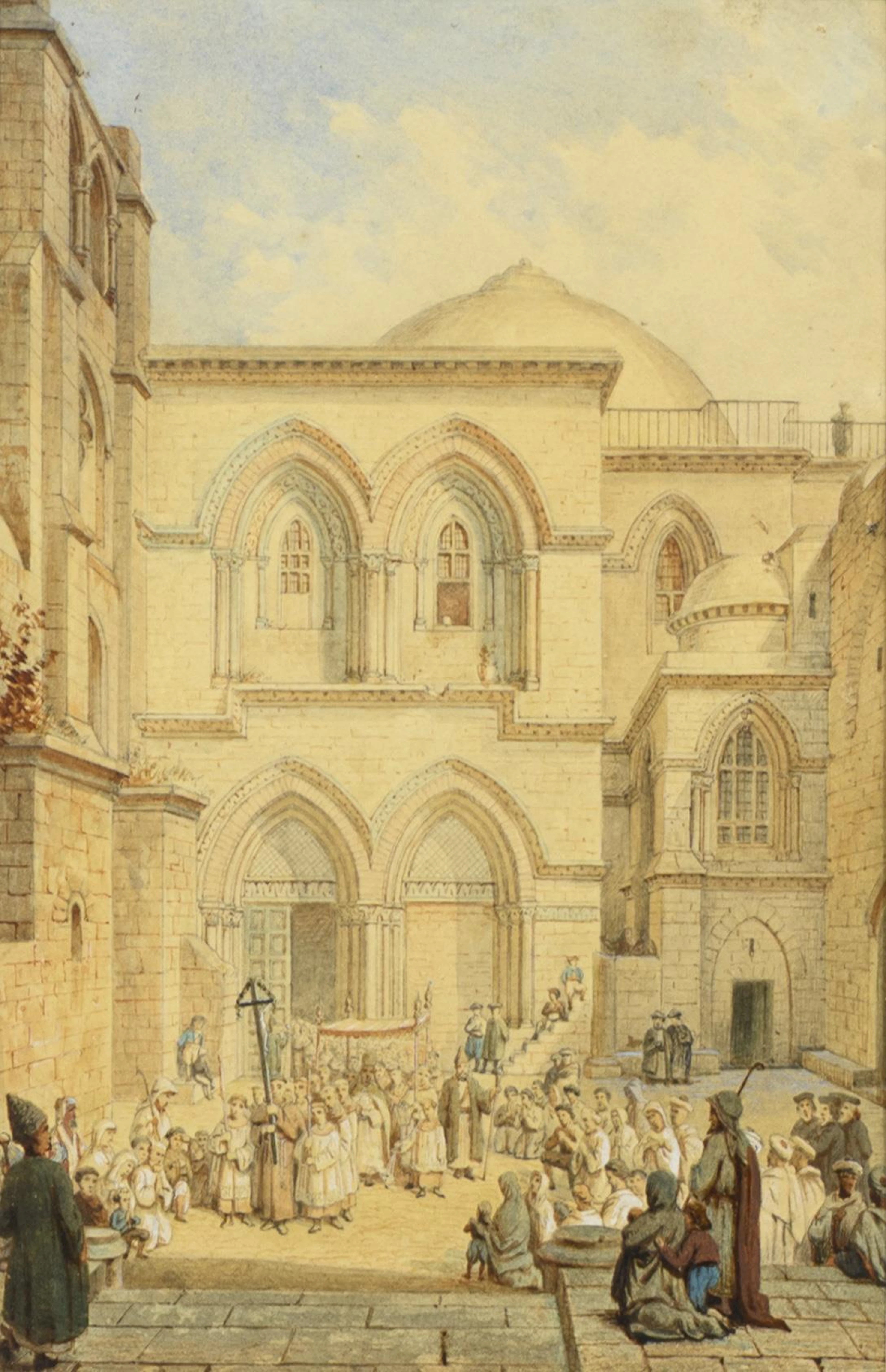 Procession in front of the Church of the Holy Sepulchre in Jerusalem