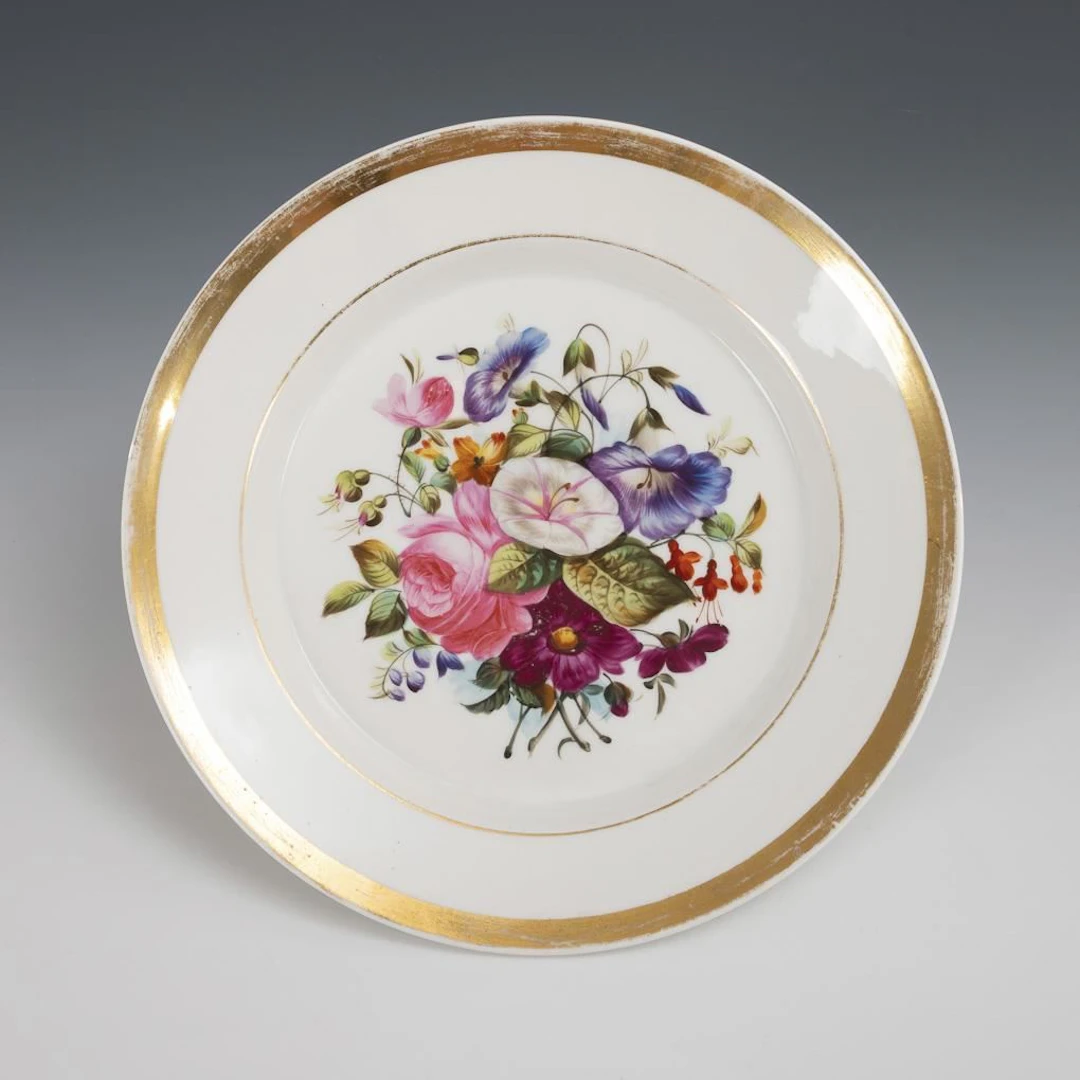 Biedermeier plate with floral painting. KPM Berlin.