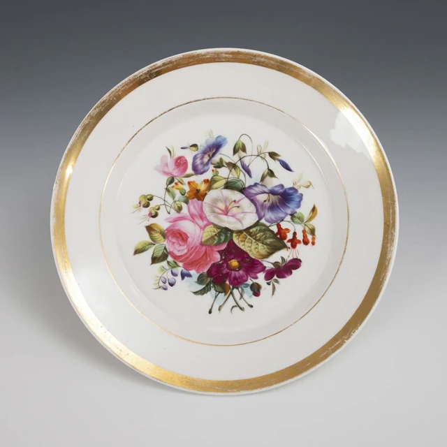 Biedermeier plate with floral painting. KPM Berlin.
