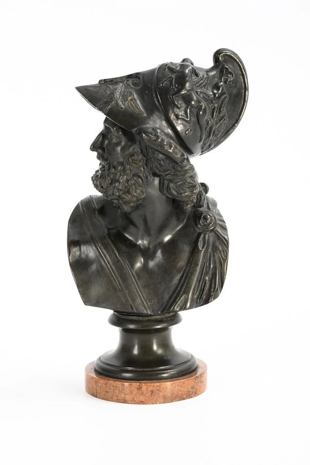 Bronze bust of an ancient-style warrior