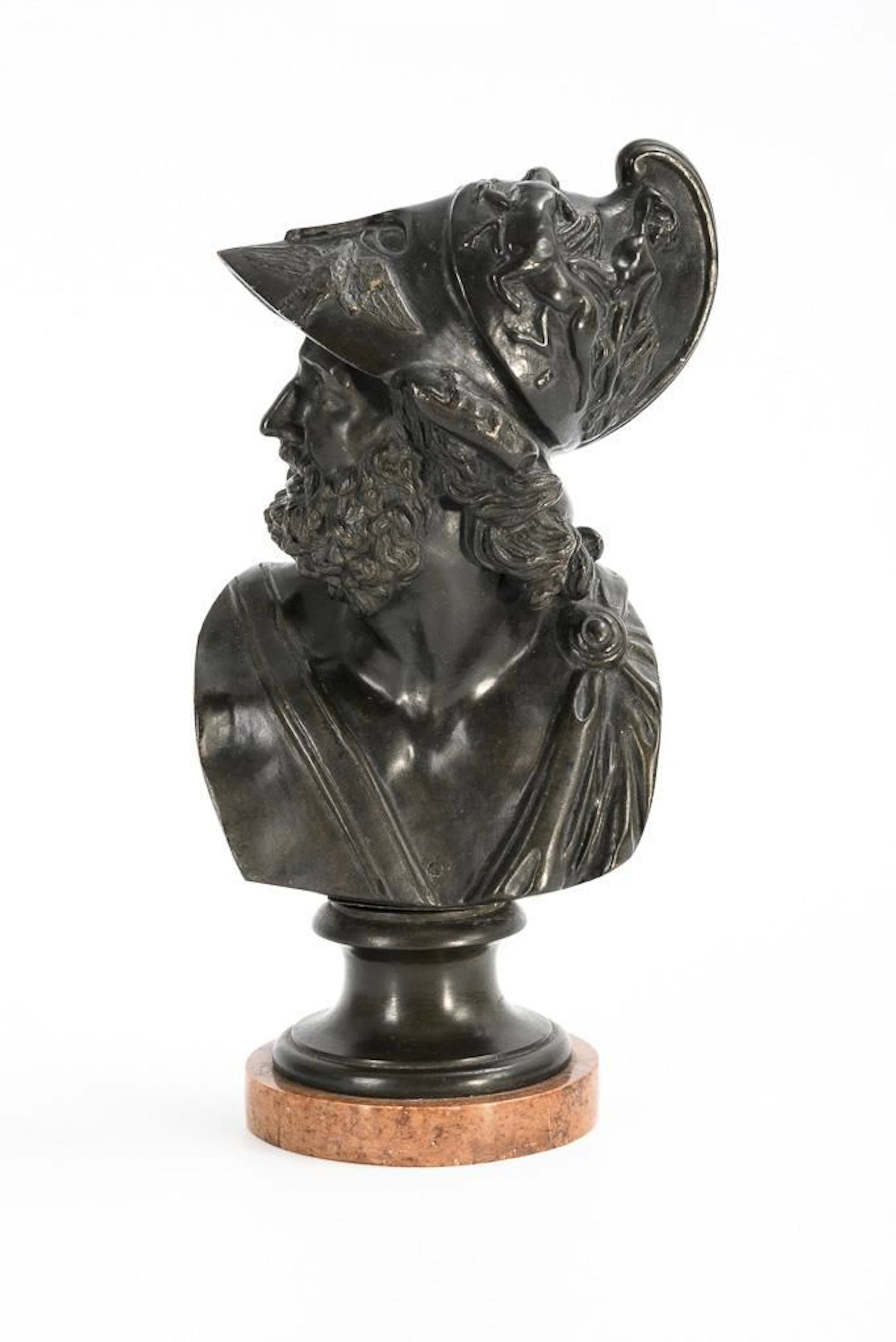 Bronze bust of an ancient-style warrior