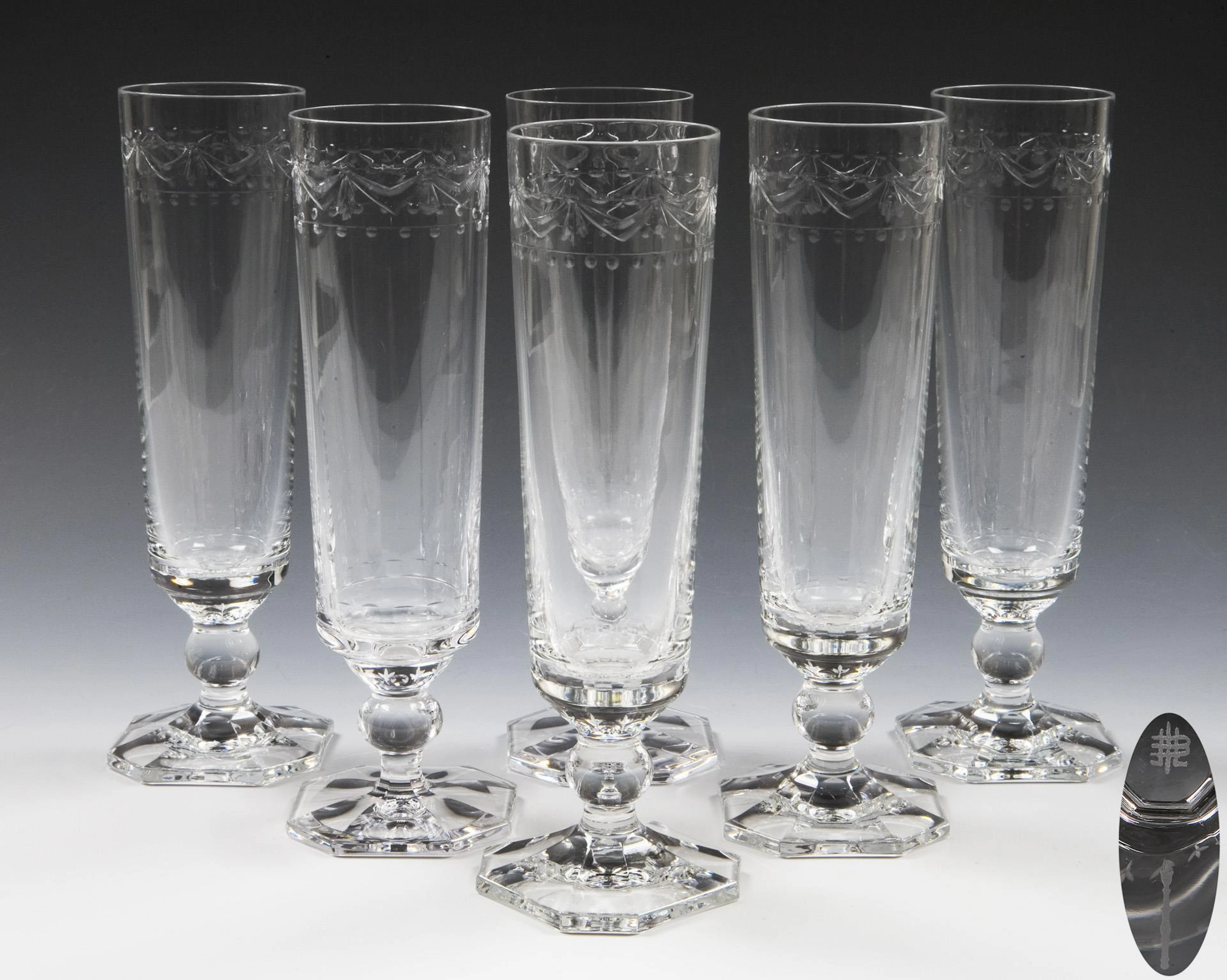 Set of 6 Kurland champagne goblets. KPM Berlin.