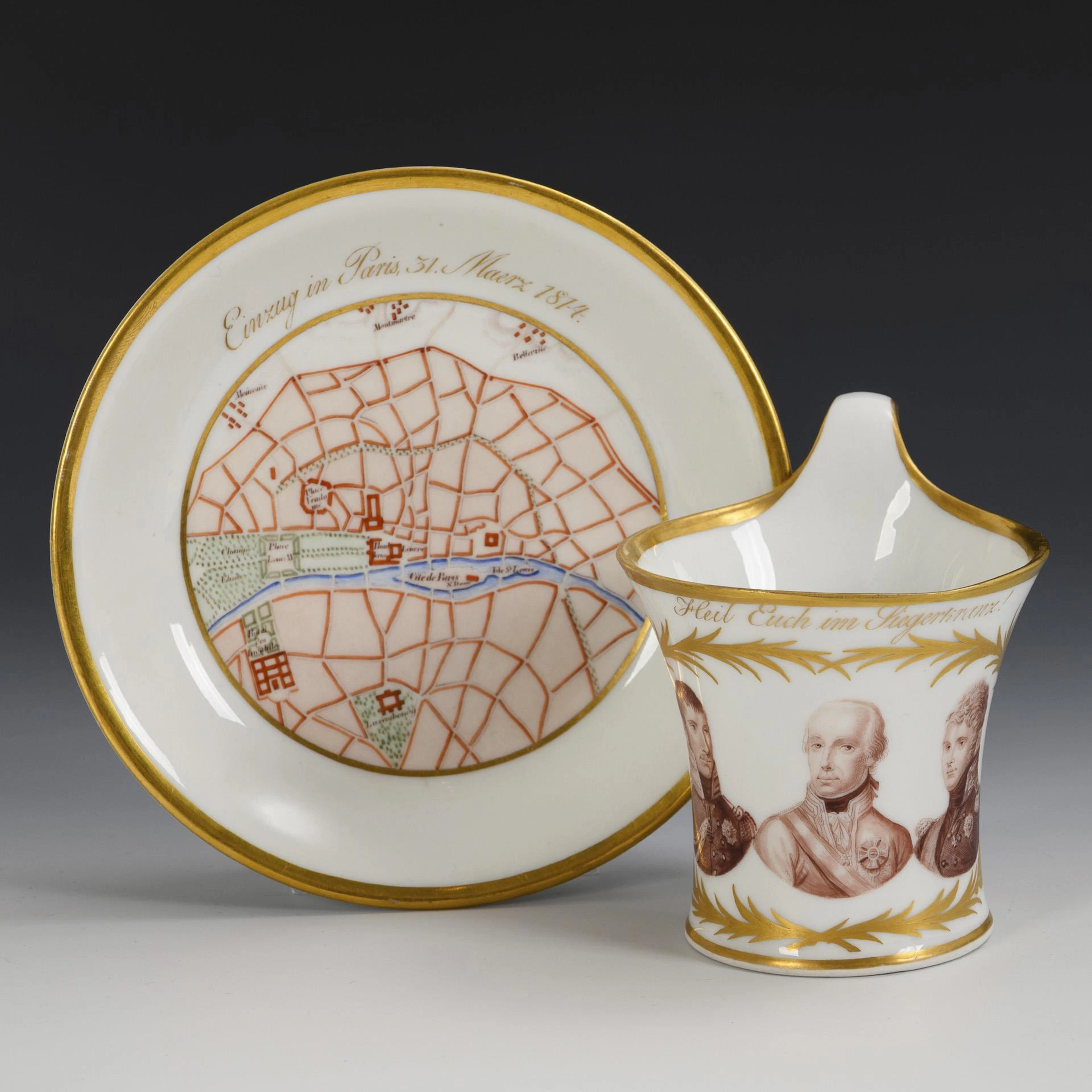 Vitrine cup for the entry of the Allies into Paris in 1814. KPM Berlin.
