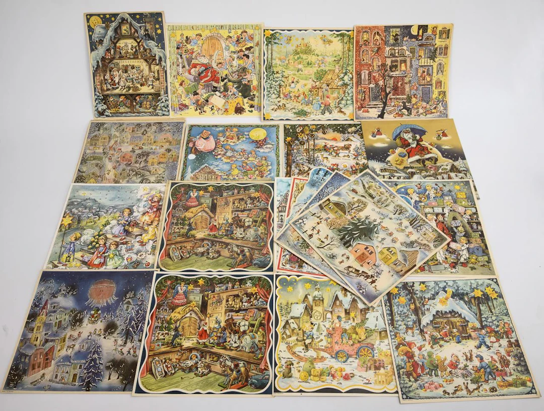 Set of 20 paper Advent calendars.