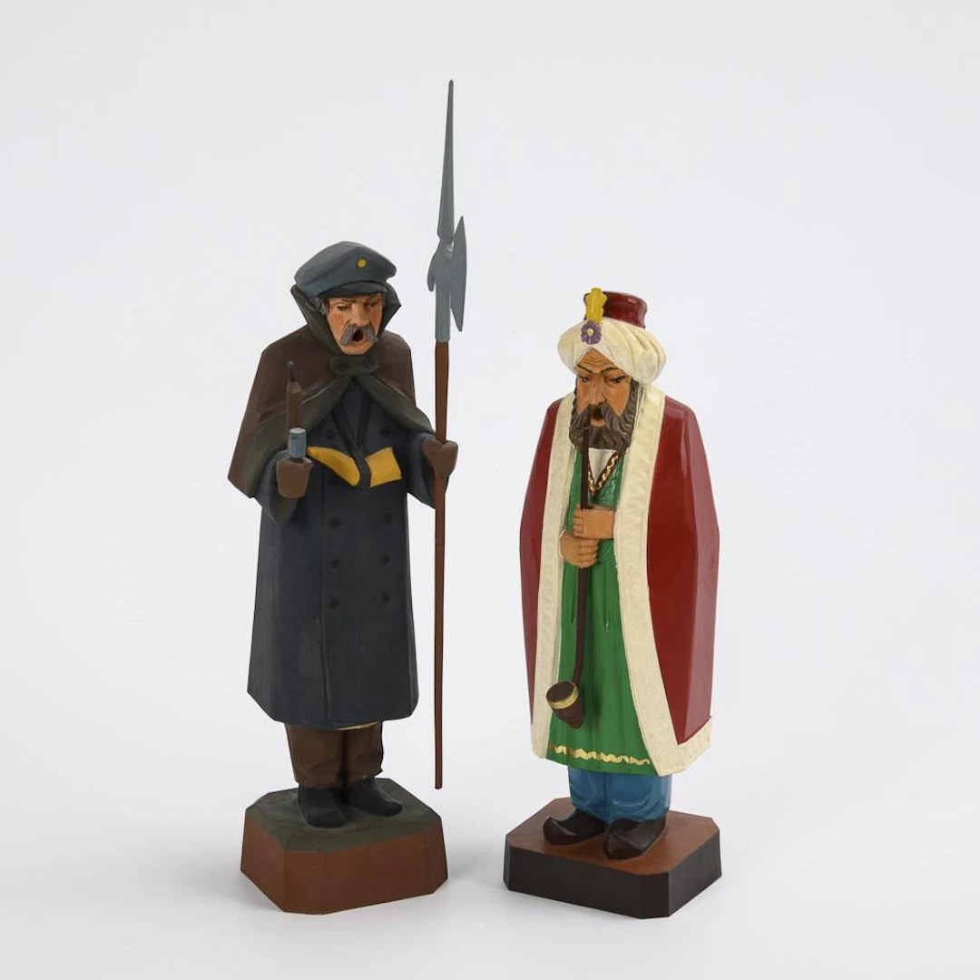 2 hand-carved incense burners. PGH Annaberg.