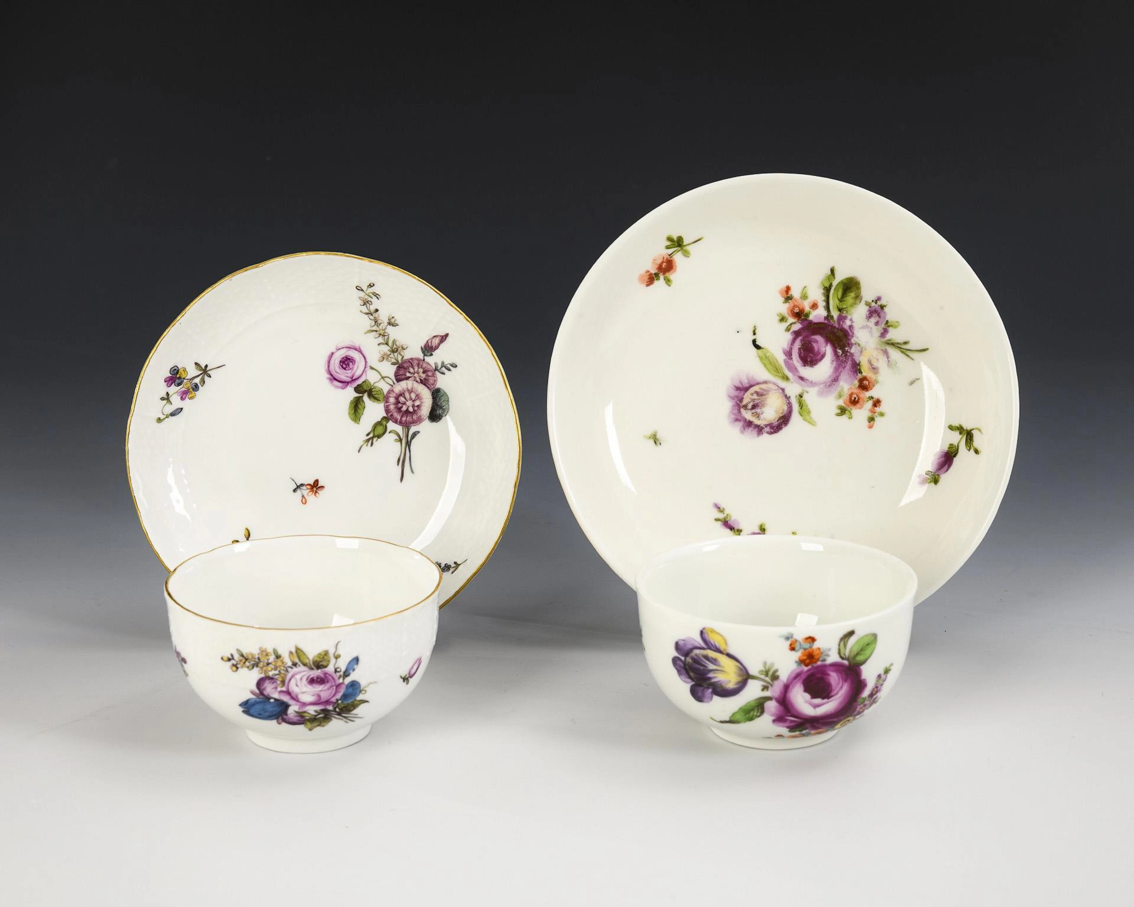 2 baroque coppers with flower painting.