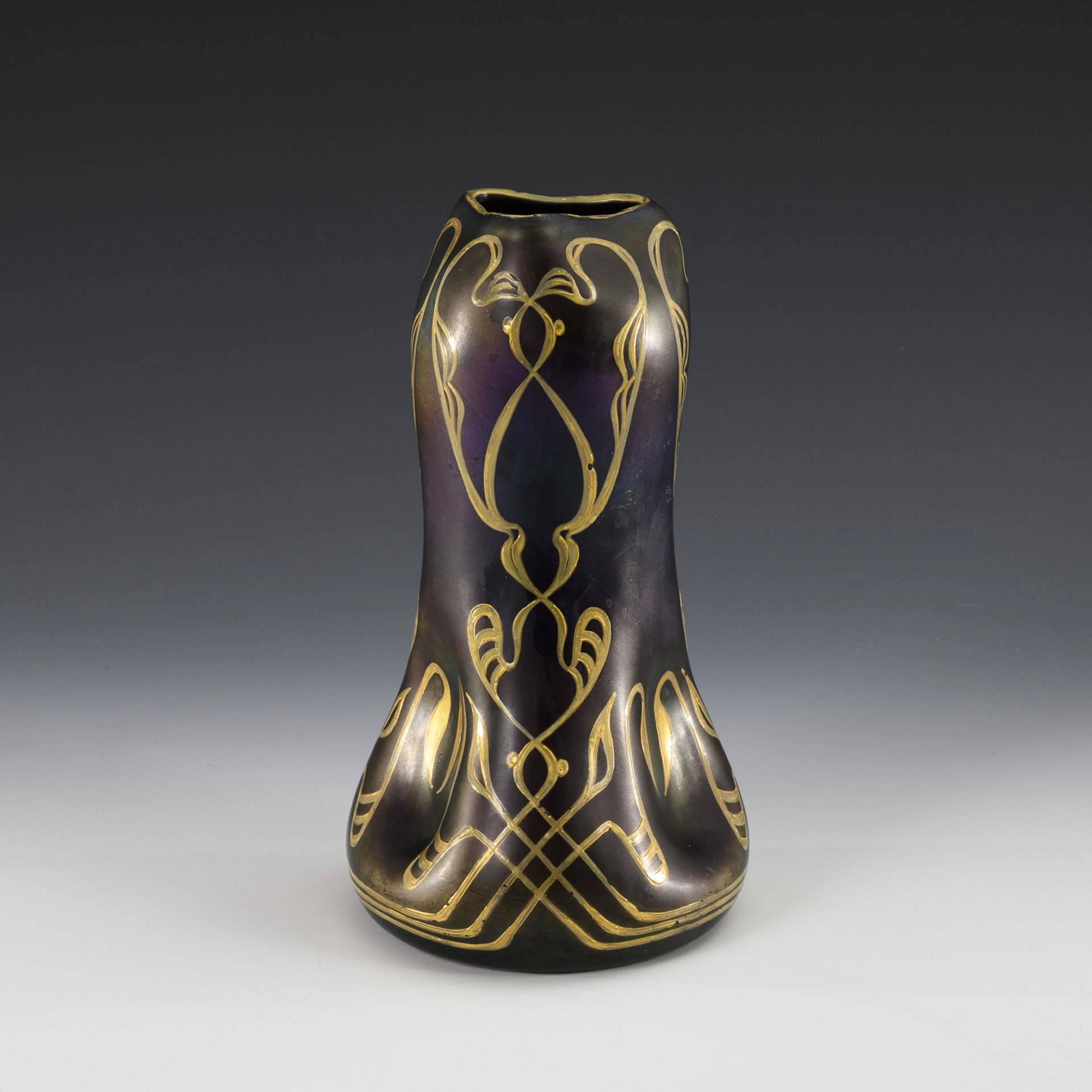 Rare Art Nouveau vase with enamel decoration. Kralik.