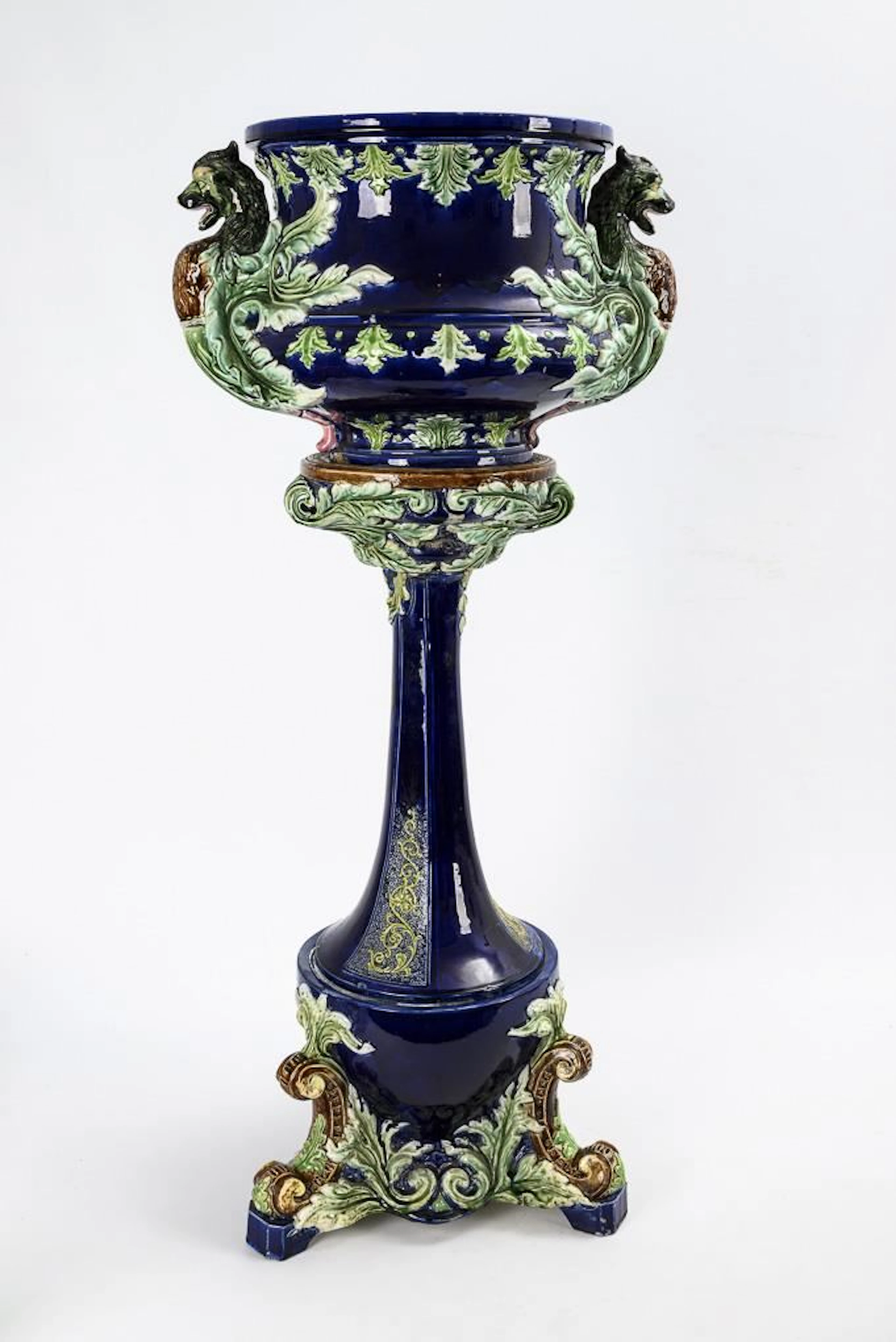 Large floral column with cachepot.