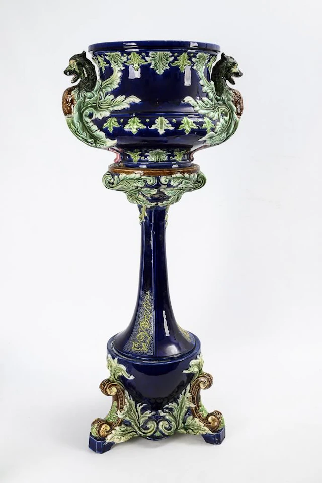 Large floral column with cachepot.